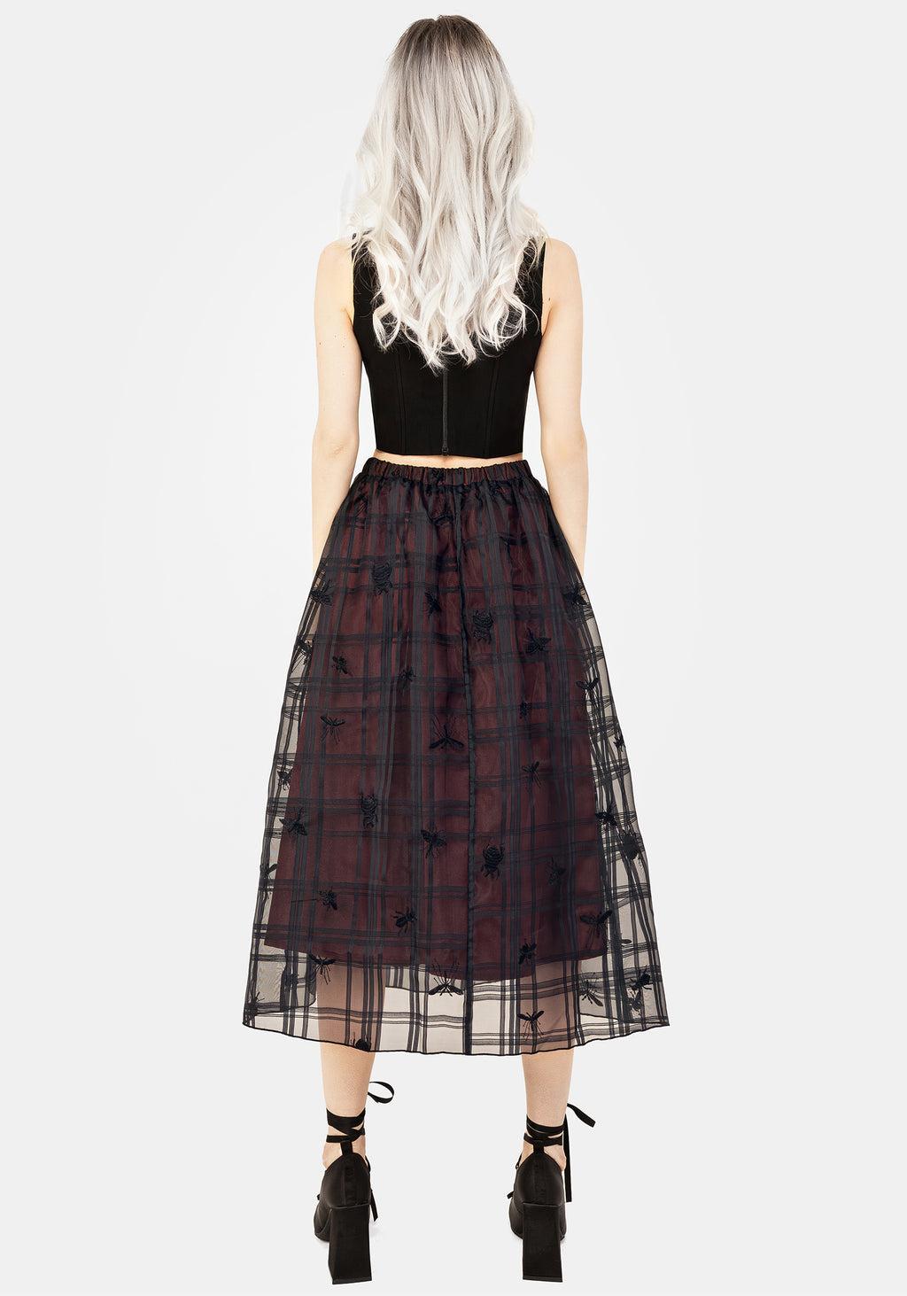 Sedona Organza Check Embroidered Midaxi Skirt Product Image