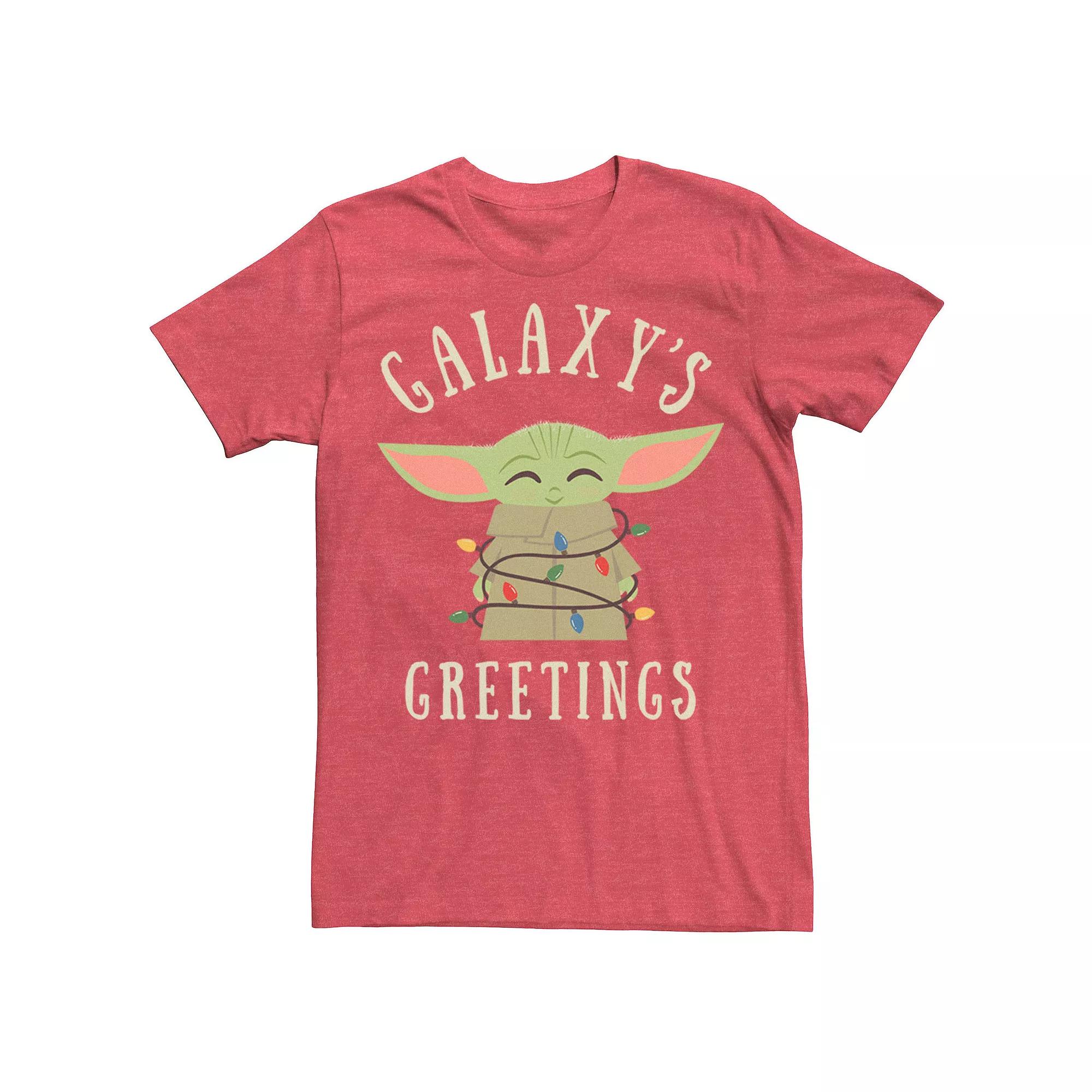 Men's The Mandalorian The Child aka Baby Yoda Galaxy's Greetings Tee,  Product Image