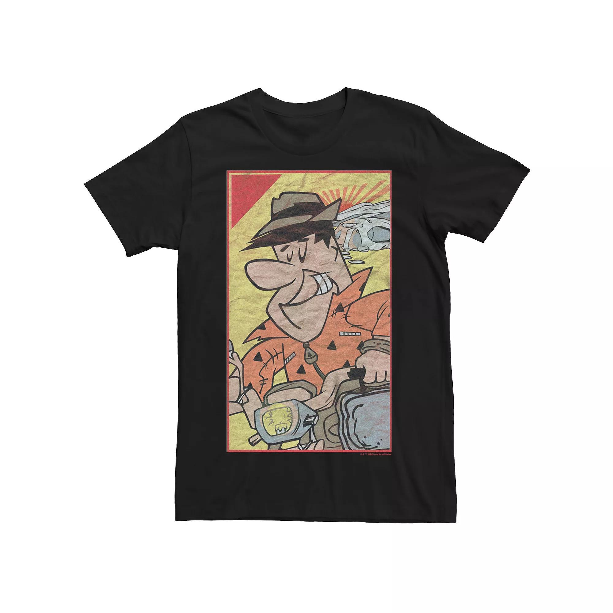 Men's The Flintstones Fred Driving Motorcycle Graphic Tee,  Product Image