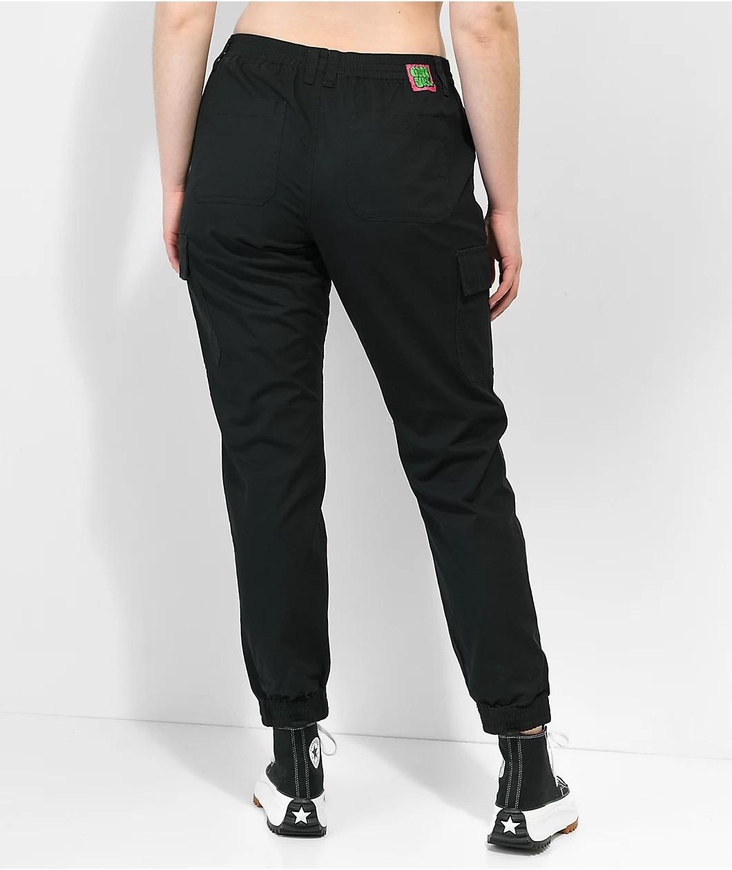 Empyre Emory Elastic Waist Black Cargo Jogger Pants Product Image