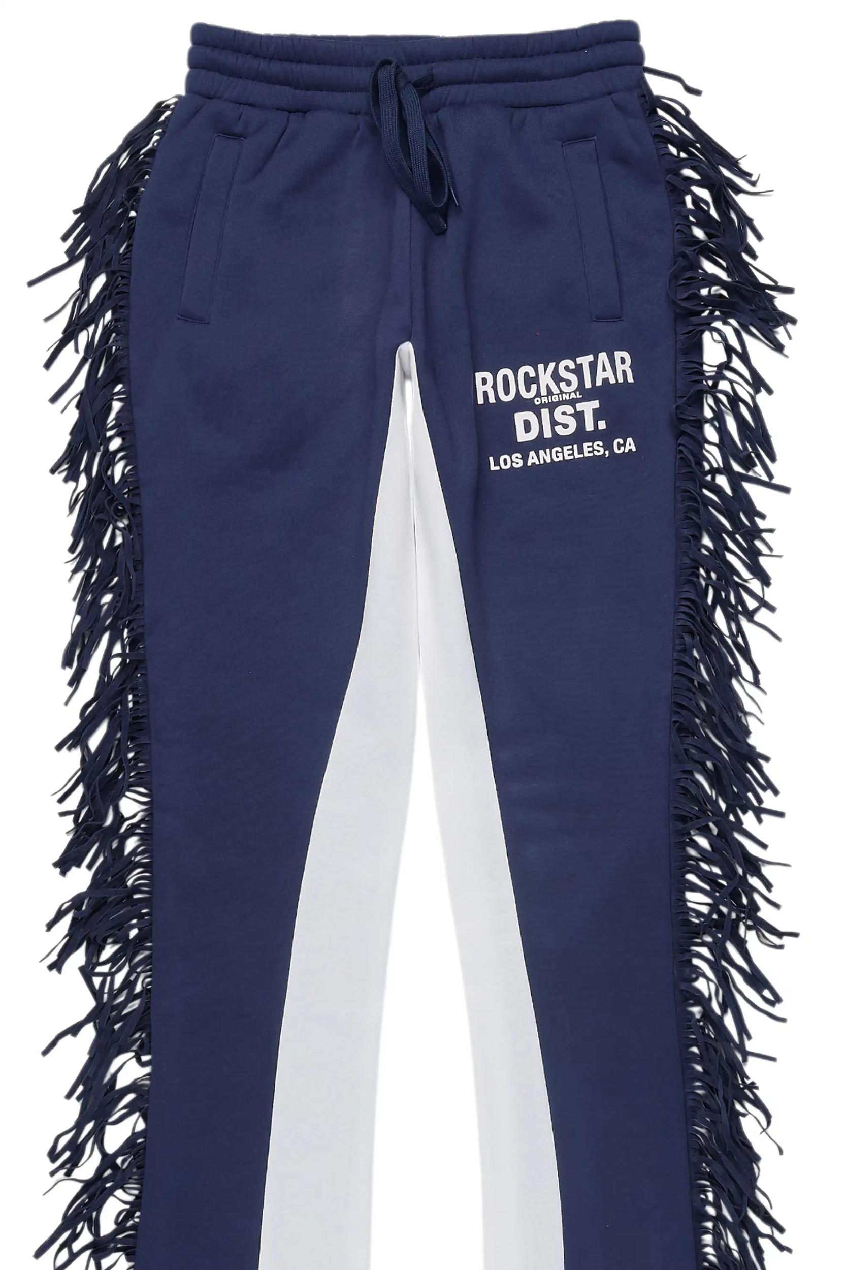 Kendra Navy Fringe Stacked Flare Track Pant Female Product Image