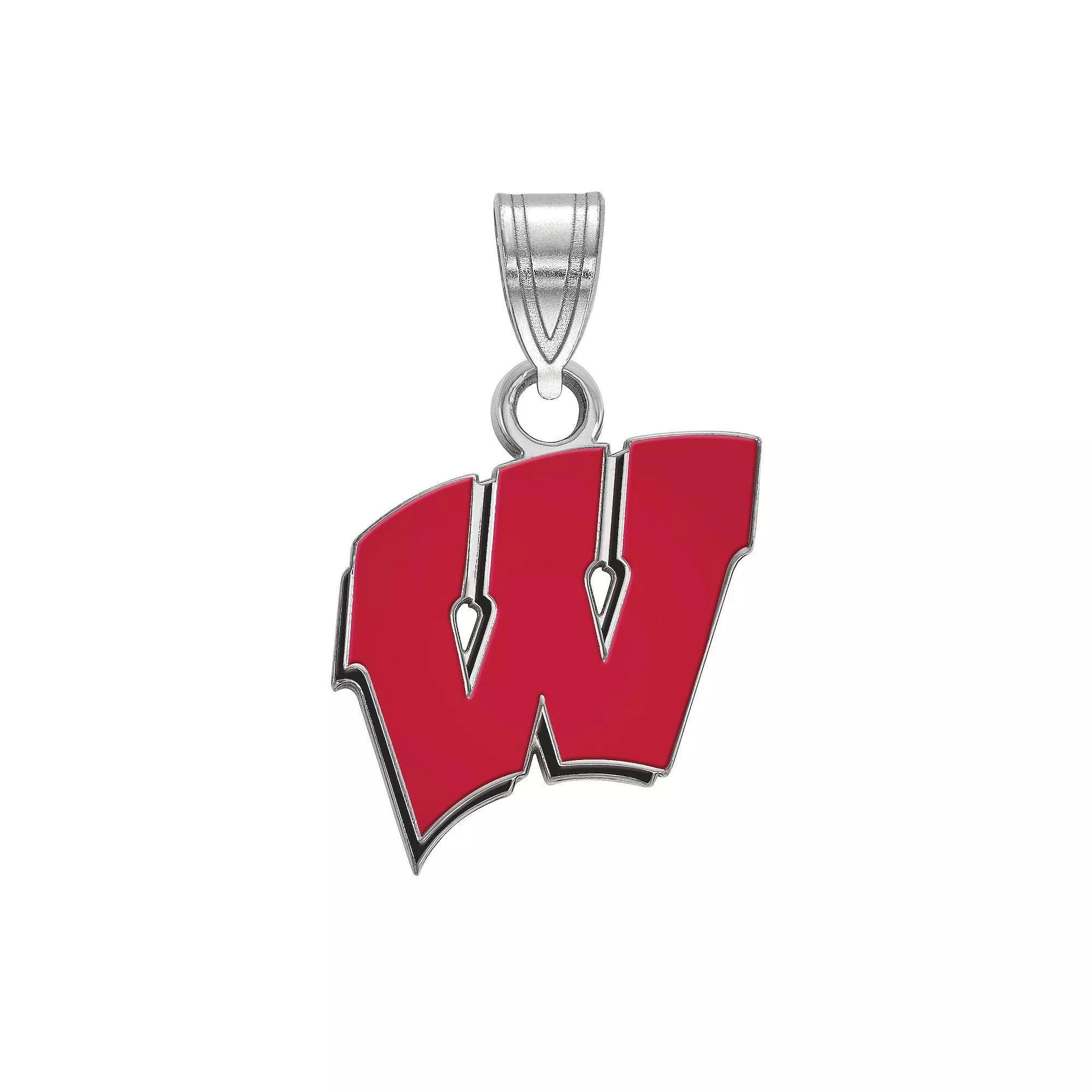 LogoArt Sterling Silver Wisconsin Badgers Enamel Pendant, Women's,  Product Image