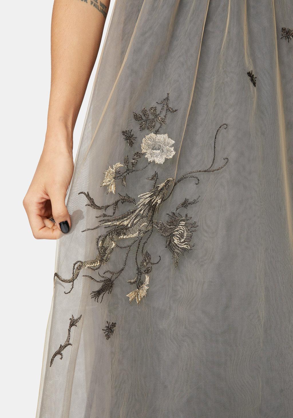 Whim Dragon Embroidered Tulle Midaxi Dress Product Image