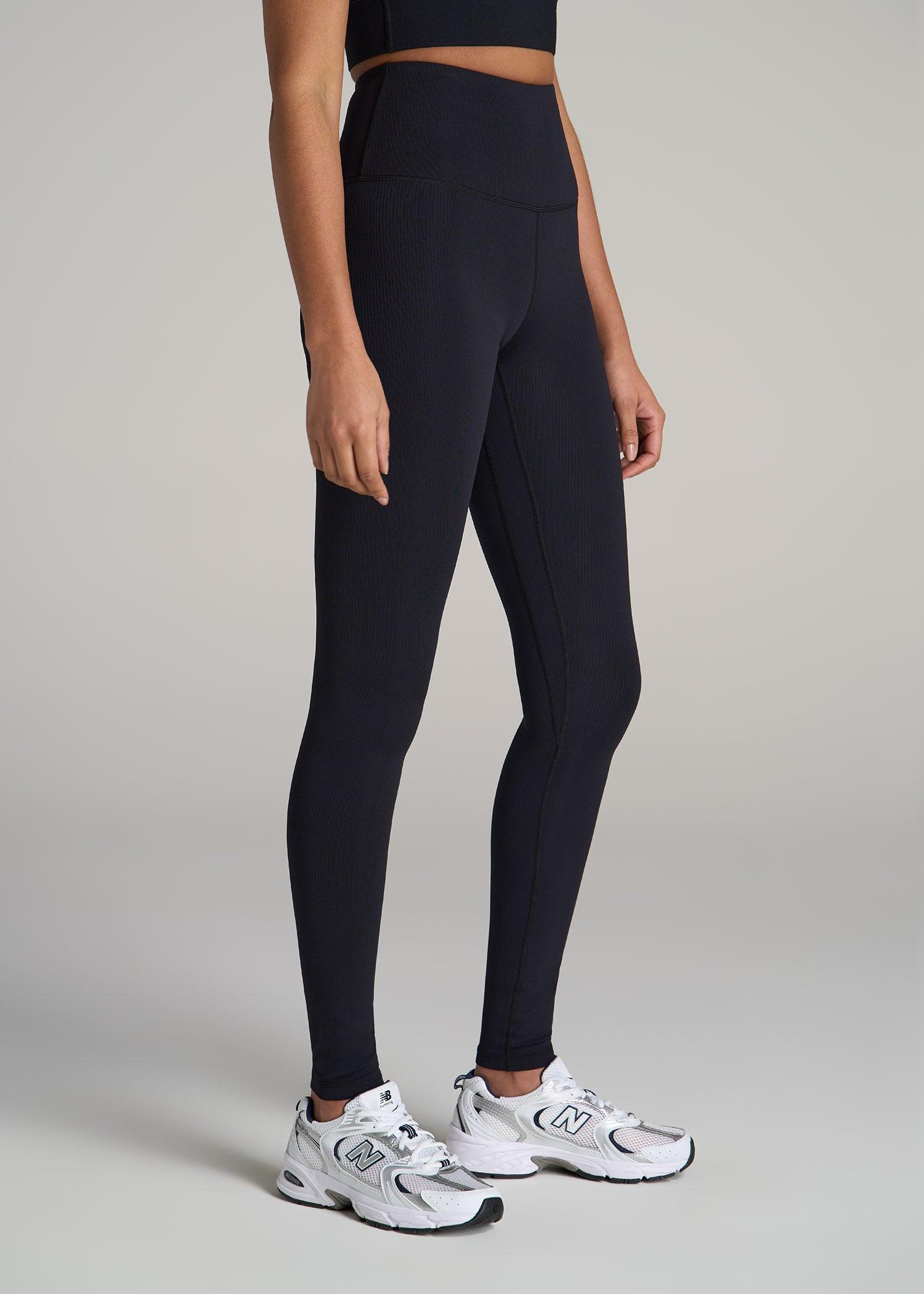Balance High-Rise Leggings for Tall Women in Ribbed Black Female Product Image
