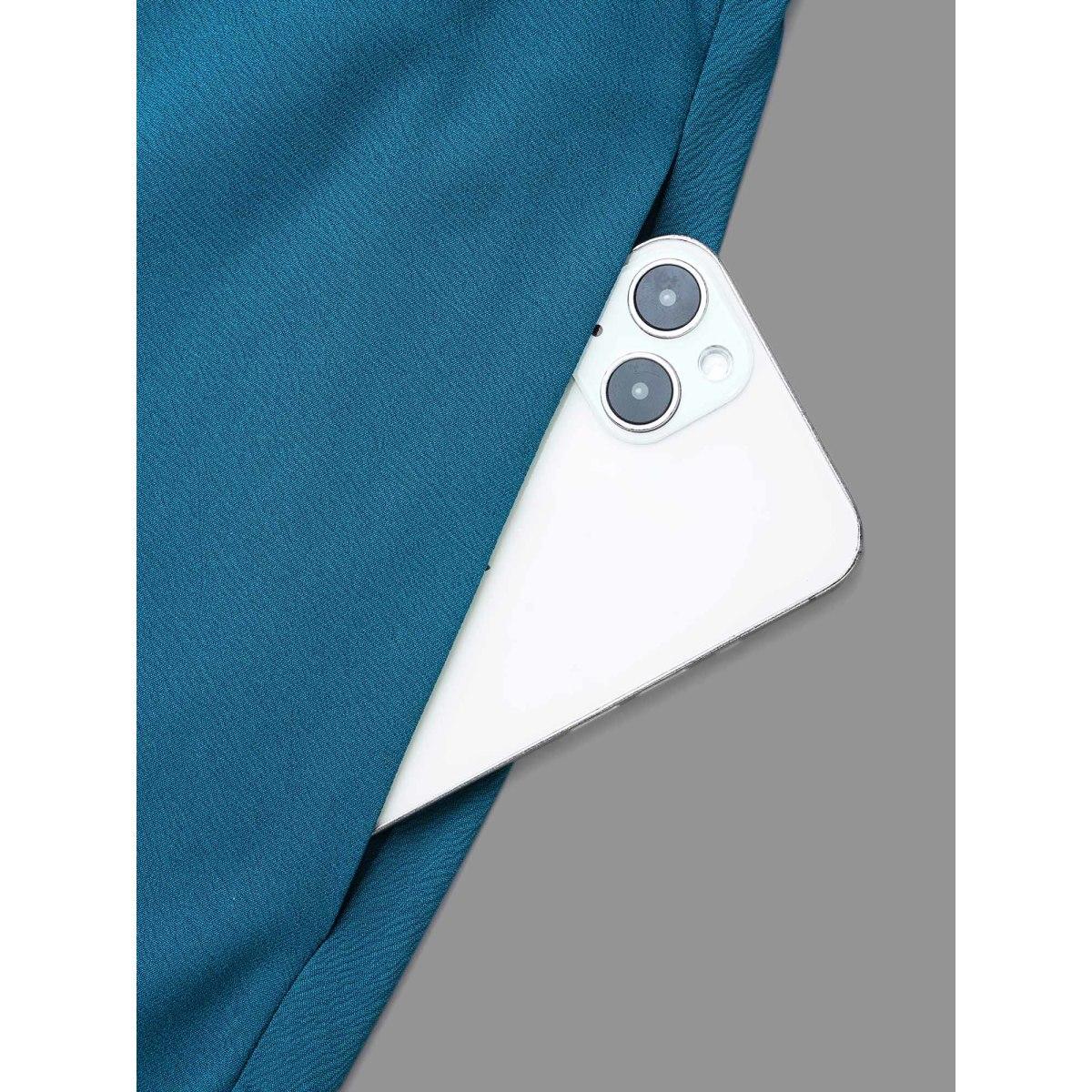 Plus Size Adjustable Drawstring Asymmetrical Hem Textured Dress Aegean Women Elegant Wraparound straps V-neck Elbow-length sleeve Curvy BloomChic 26/4X Product Image