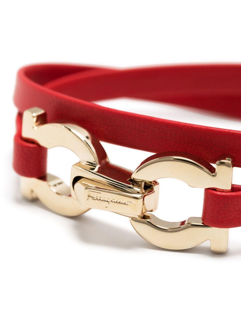 Gancini-plaque leather bracelet  Product Image