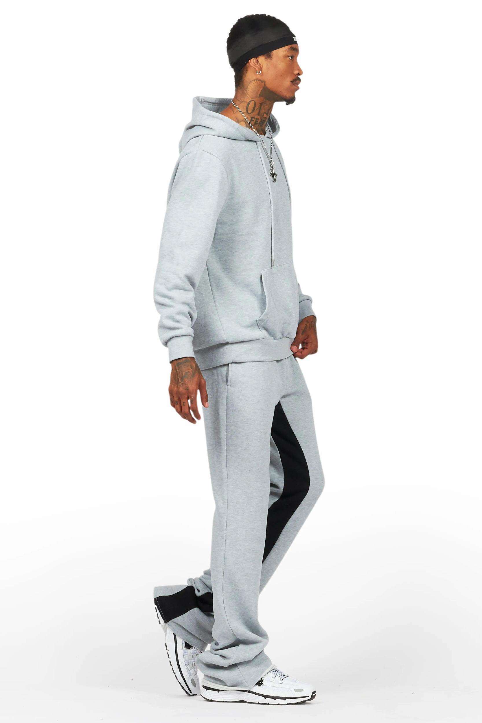 Basic Heather Grey Hoodie/Baggy Track Pant Set Male Product Image