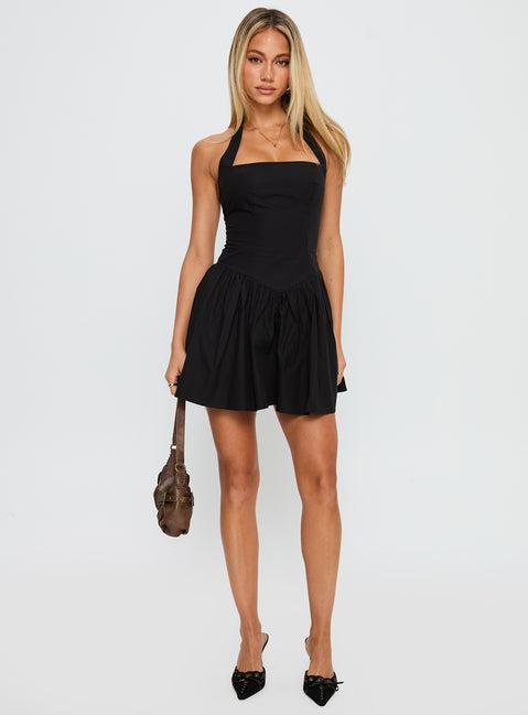 Starwoman Halter Mini Dress Black Product Image