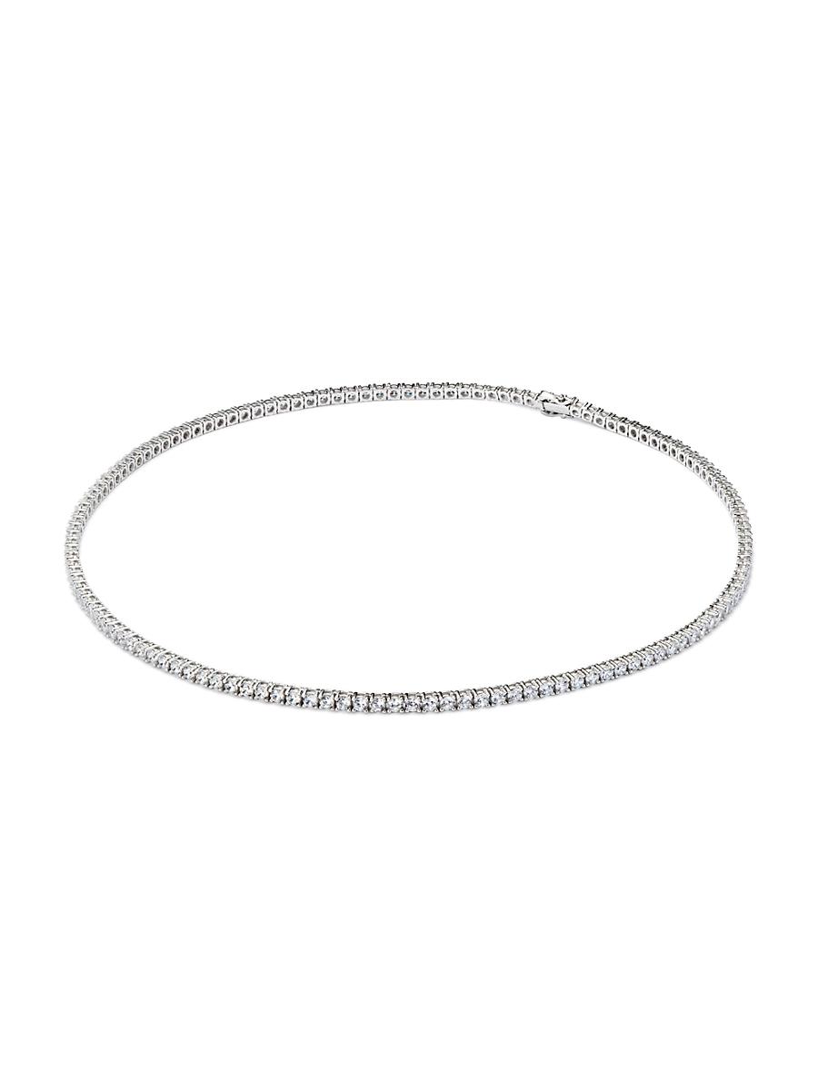 Mens Sterling Silver & White Cubic Zirconia Chain Necklace Product Image