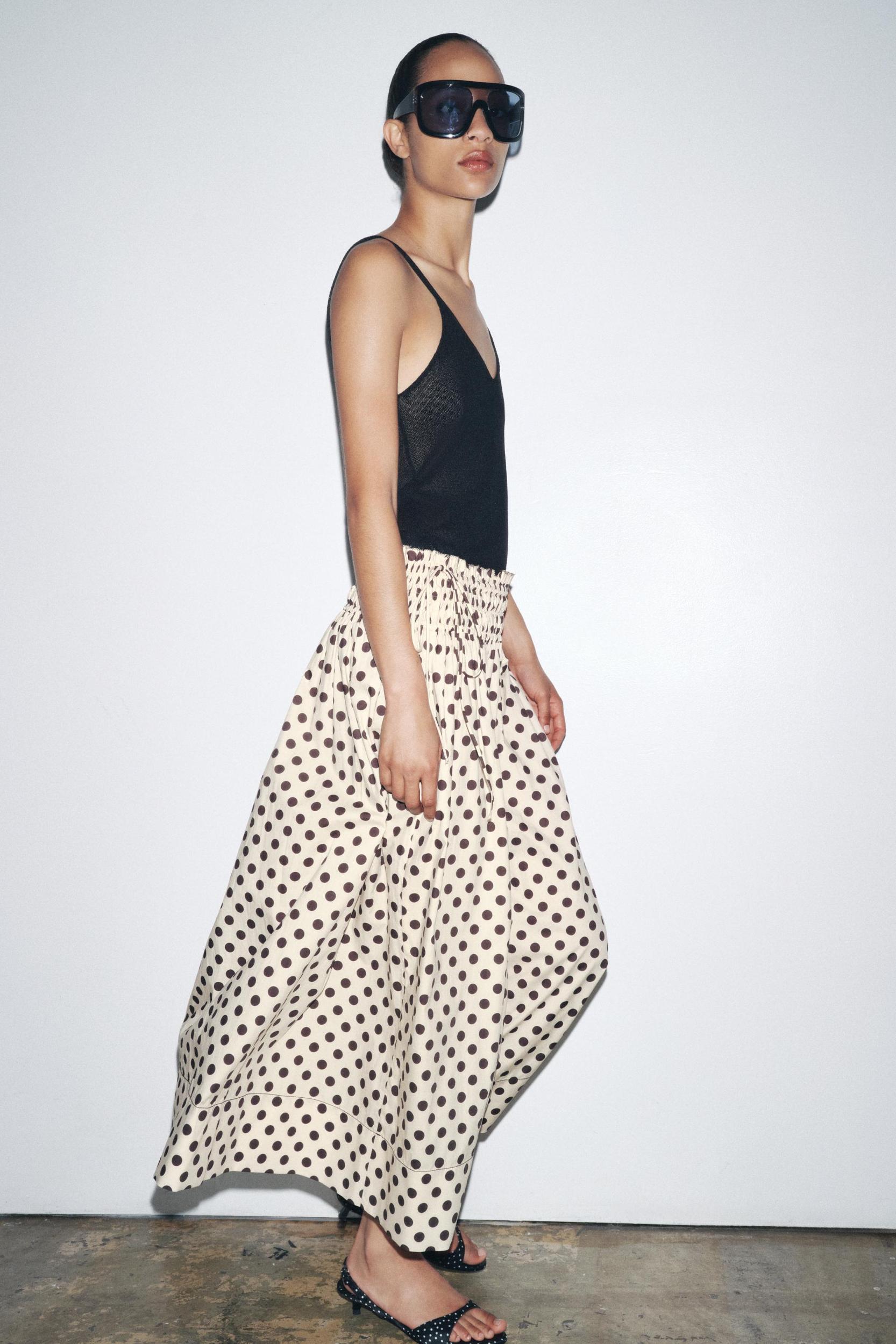 ZW COLLECTION POLKA DOT MIDI SKIRT Product Image