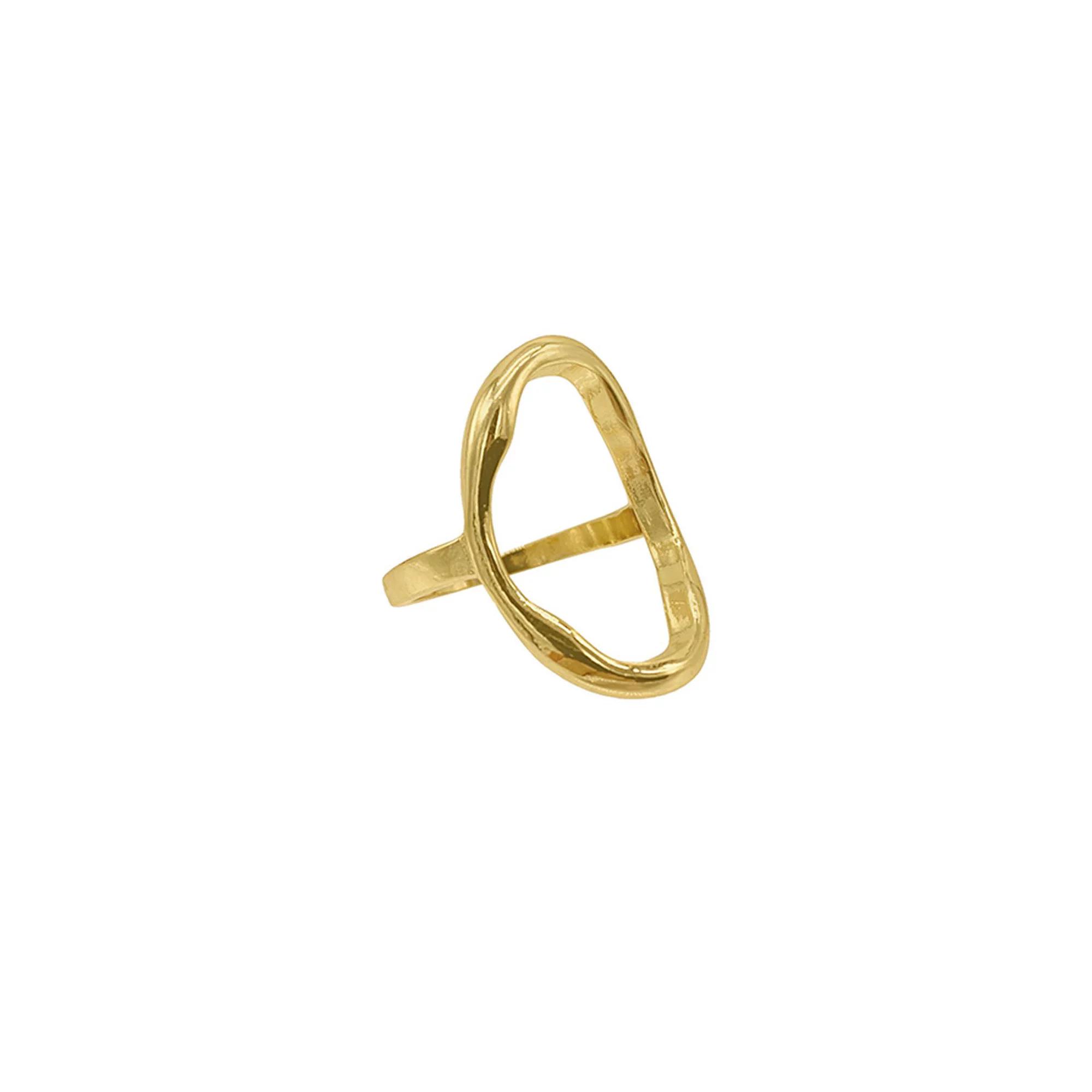 Adornia Plated Open Hammered Oval Ring, Women's, Size: 5, Gold Tone Product Image