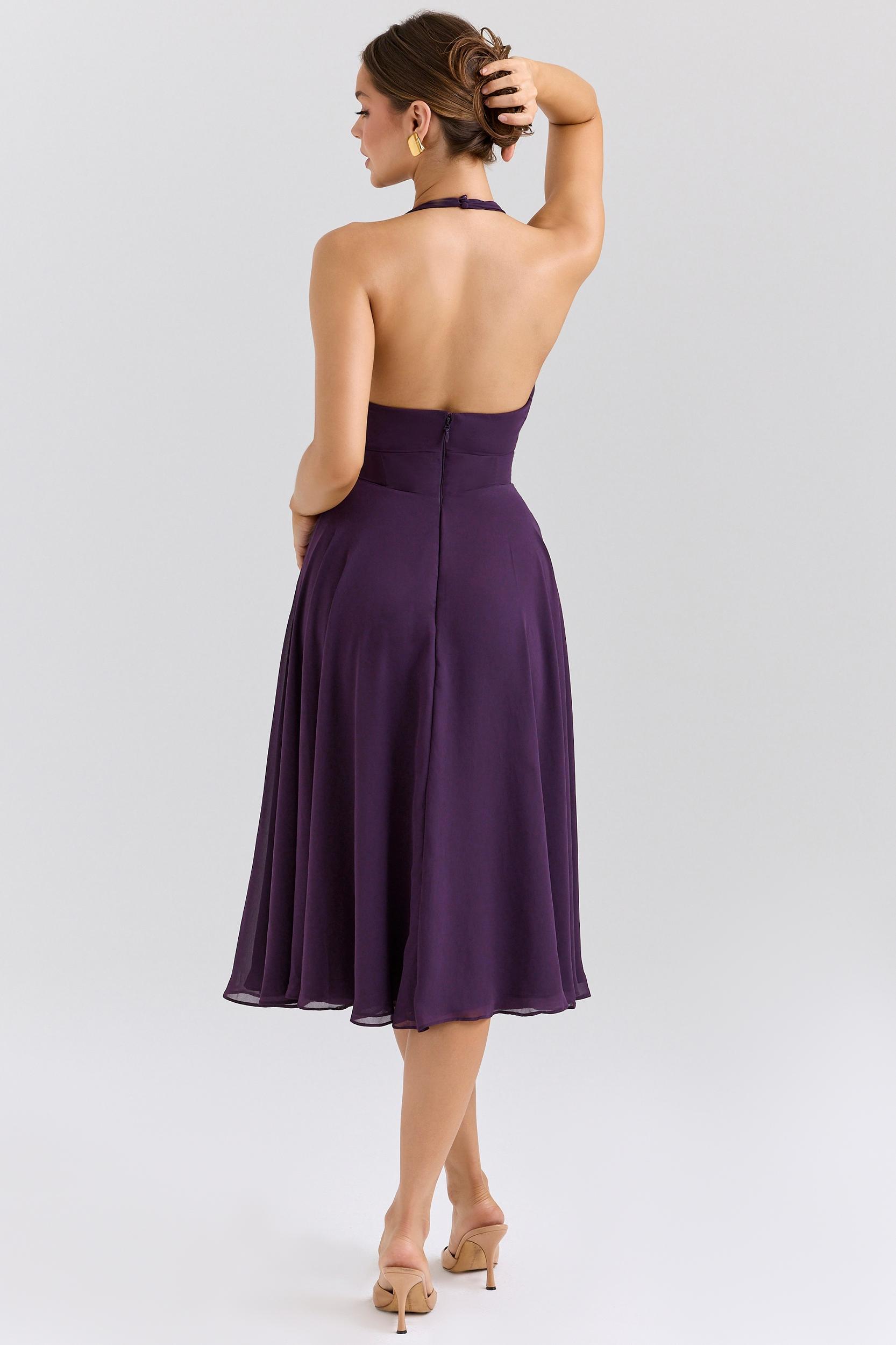Solada  grape georgette halter sundress Product Image