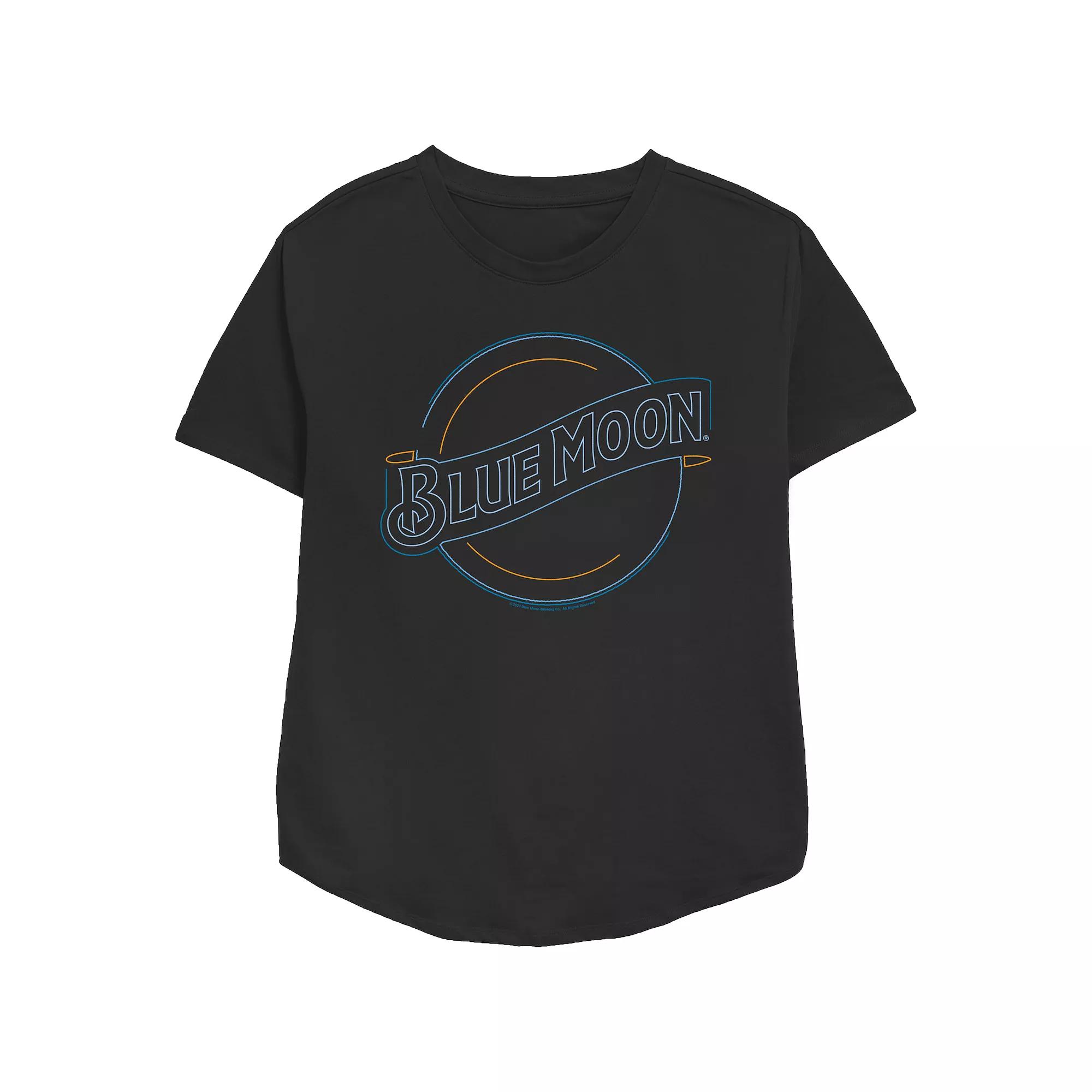 Women's Blue Moon Neon Lights Sign Relaxed Fit Graphic Tee,  Product Image