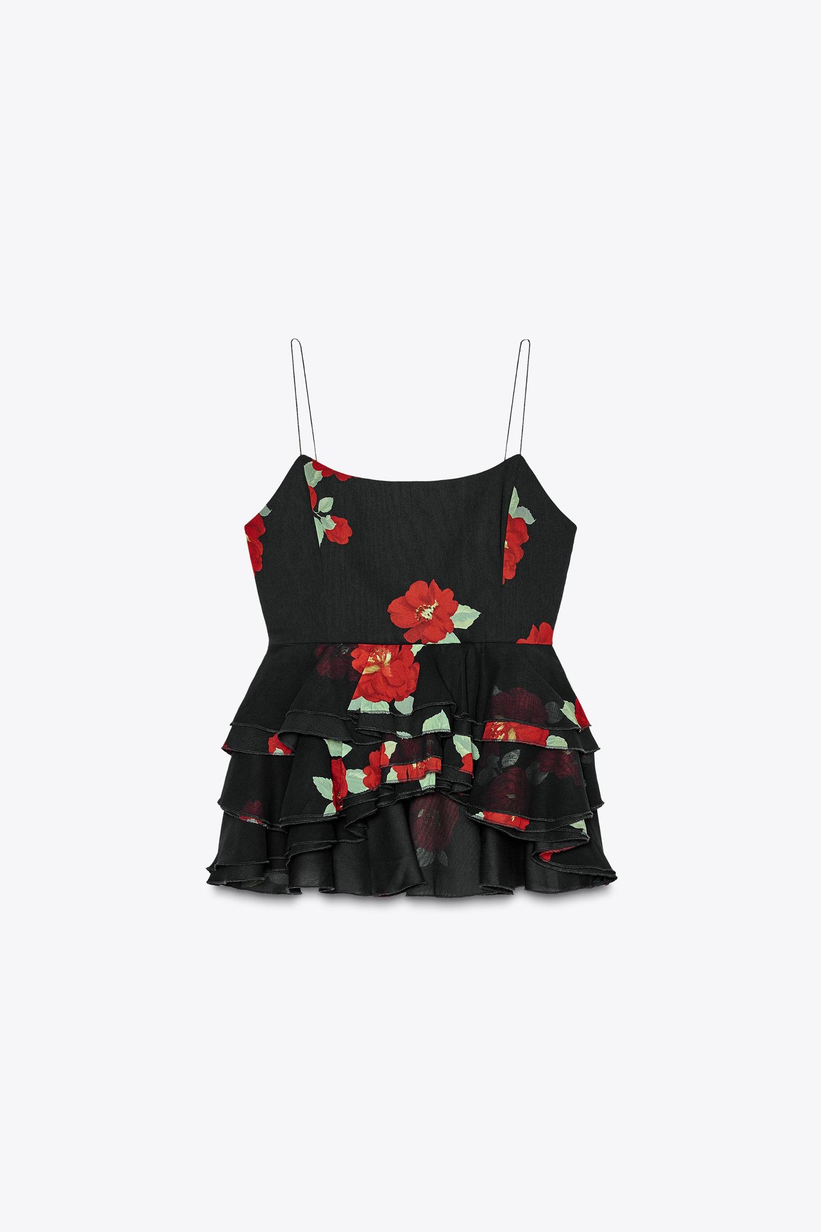 FLORAL PRINT RUFFLED TOP Product Image