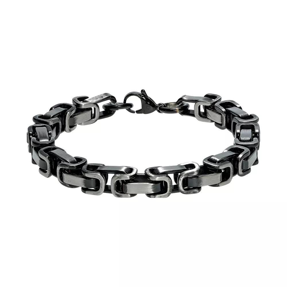 Men's LYNX Antiqued Finish Stainless Steel Bike Chain Bracelet, Size: 8.5" Product Image