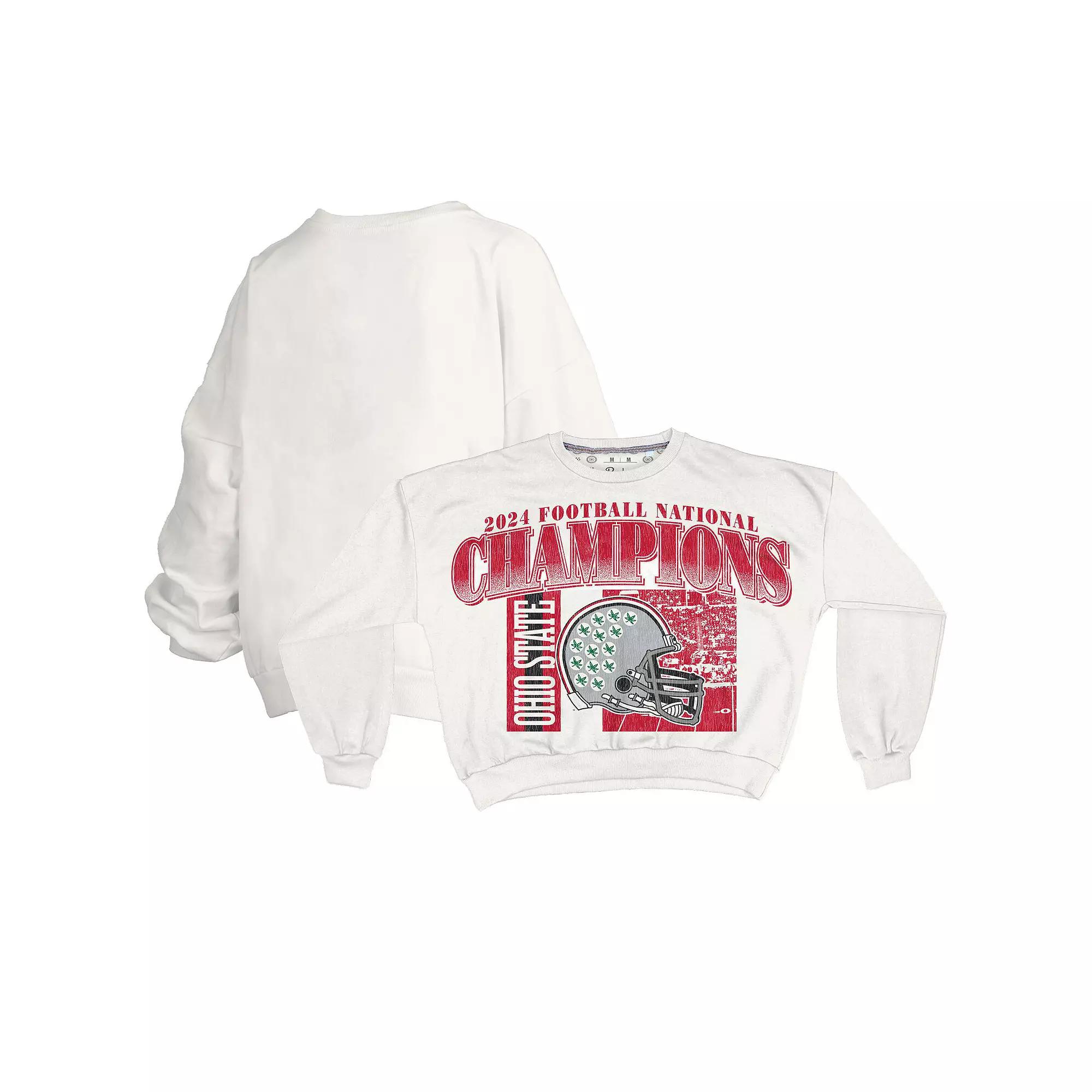Women's Pressbox  White Ohio State Buckeyes College Football Playoff 2024 National Champions Zone Oversized Sweatshirt, Size: XL Product Image