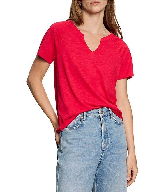 Sanctuary Cotton Slub Jersey Notch Neck Short Sleeve Tee Product Image
