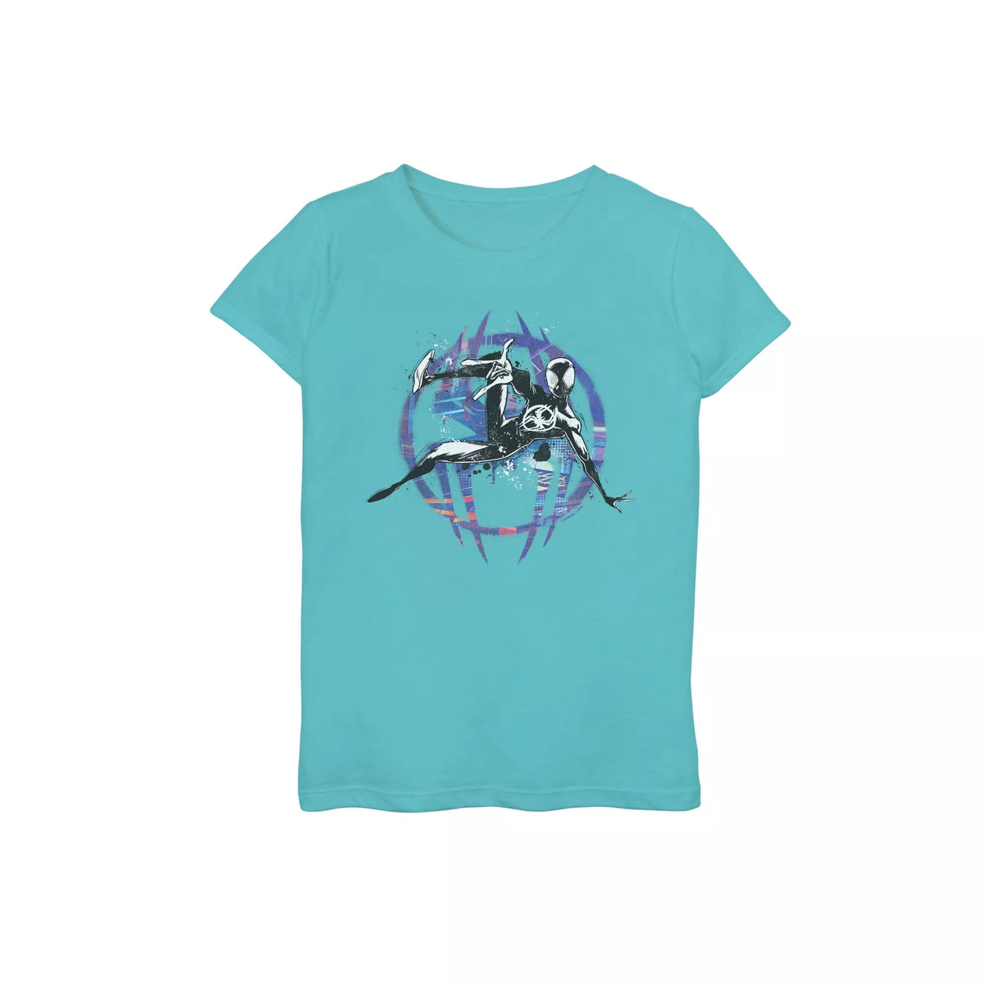 Girls 7-16 Marvel Spider-Man Across The Spider Verse Hanging Marvel Spider-Man Graphic Tee, Girl's, Size: Medium, Tahiti Blue Product Image