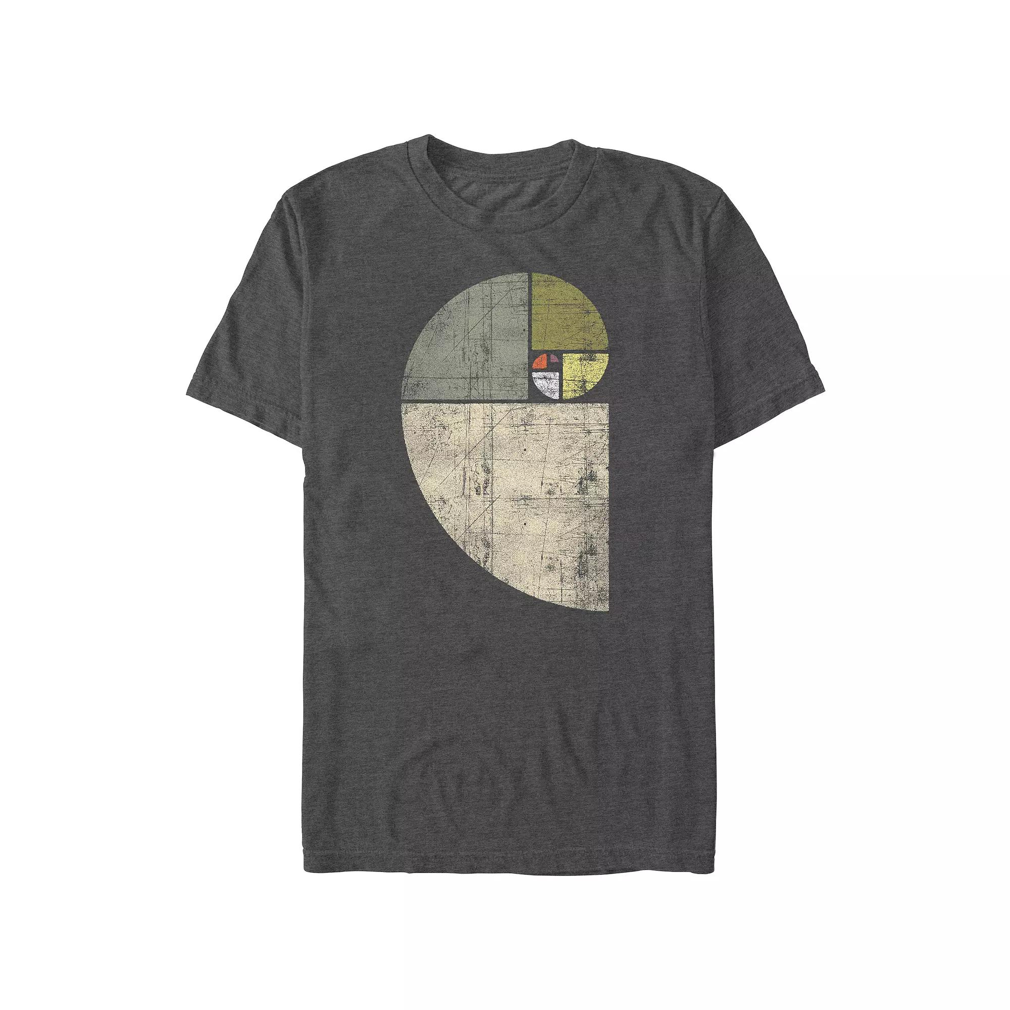 Big & Tall Distressed Fibonacci Spiral Graphic Tee, Men's, Size: 5XL, Grey Heather Product Image