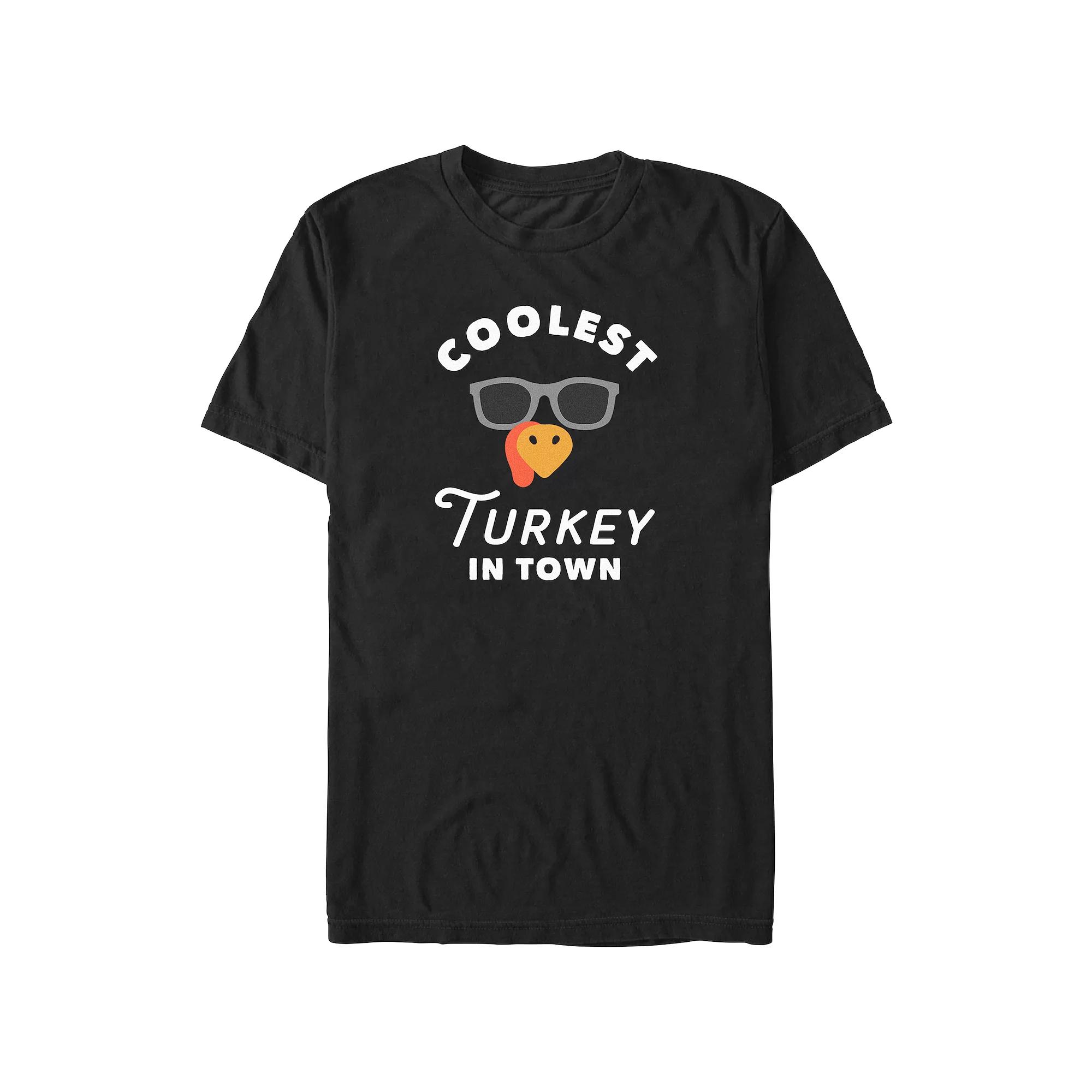 Men's Coolest Turkey In Town Graphic Tee, Size: XL, Black Product Image