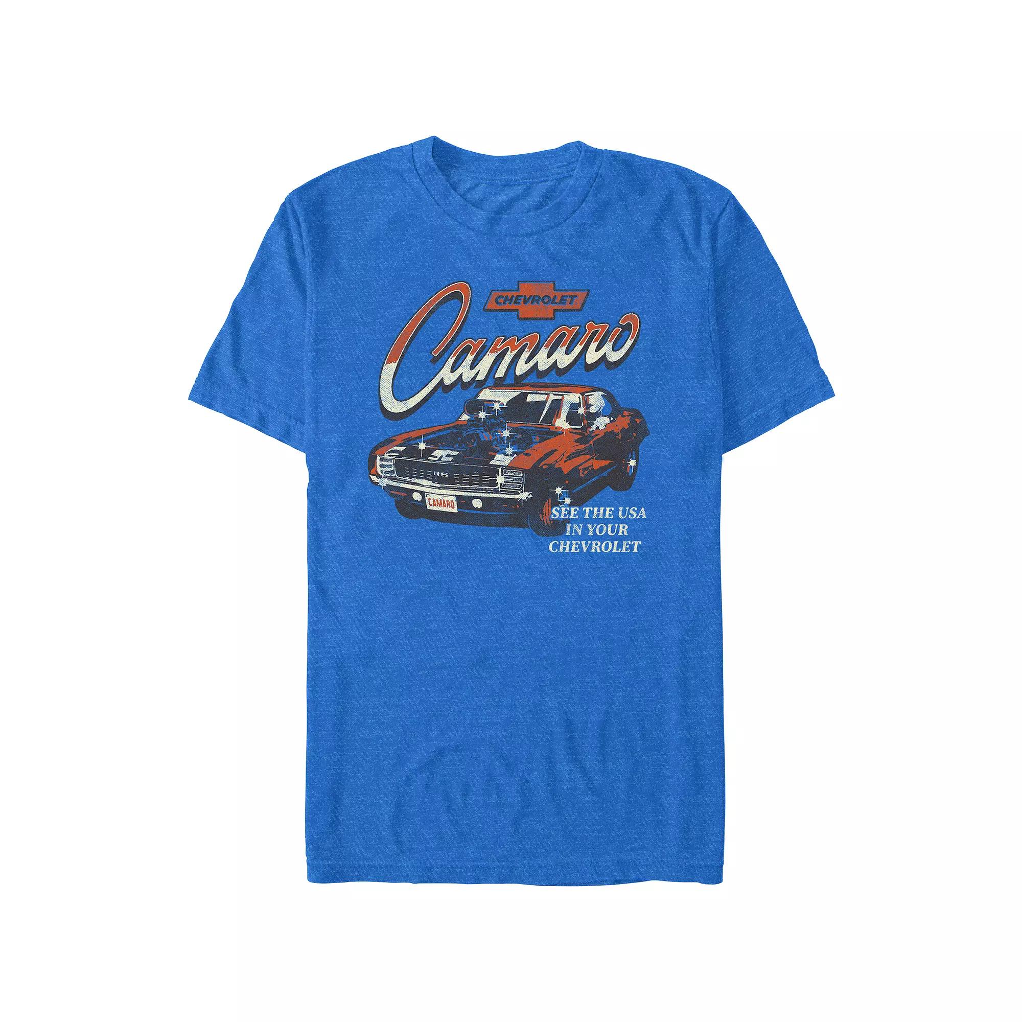 Men's Chevrolet Camaro See The USA In Your Chevrolet Graphic Tee, Size: Large, Royal Grey Product Image