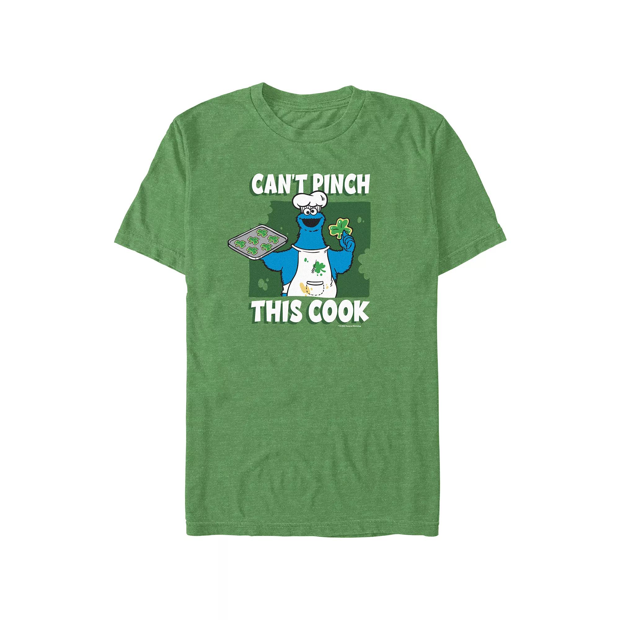 Men's Sesame Street Cookie Monster Can't Pinch This Cook Graphic Tee, Size: Medium, Kelly Grey Product Image