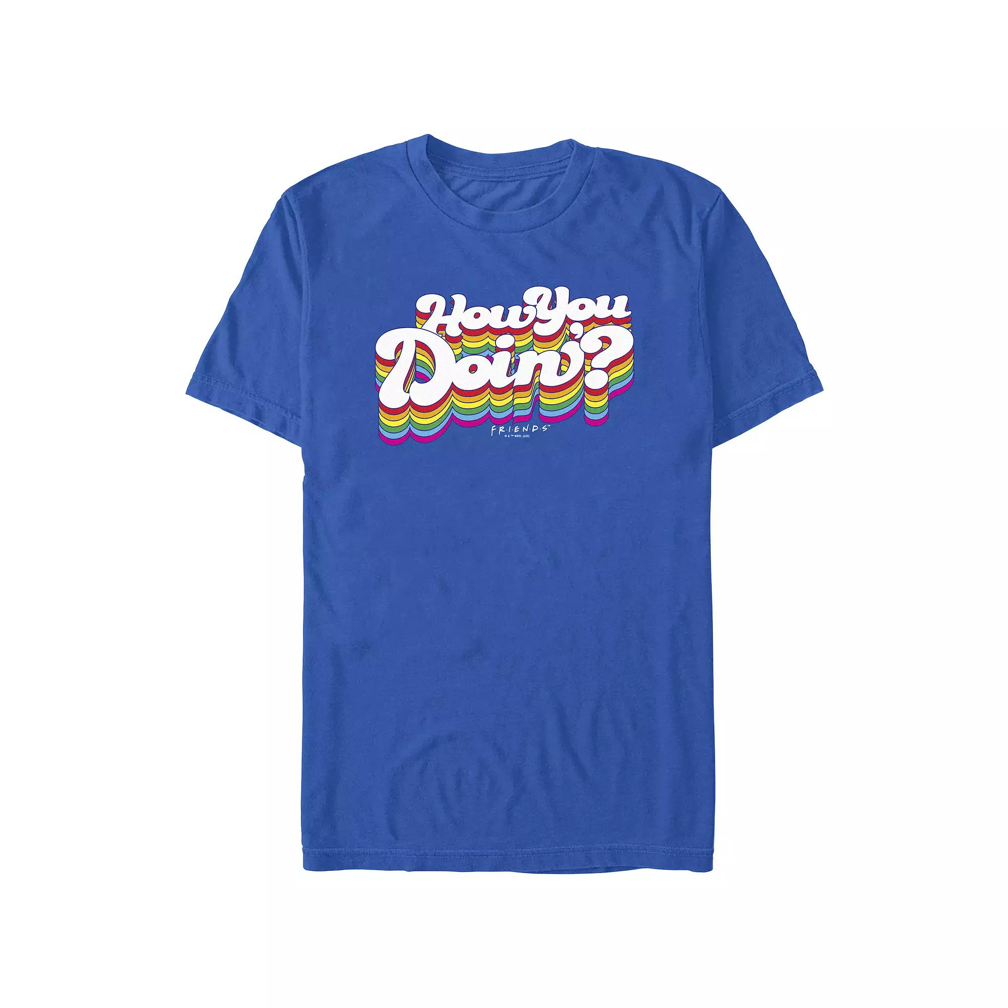 Men's Friends How You Doin' Rainbow Text Graphic Tee,  Product Image