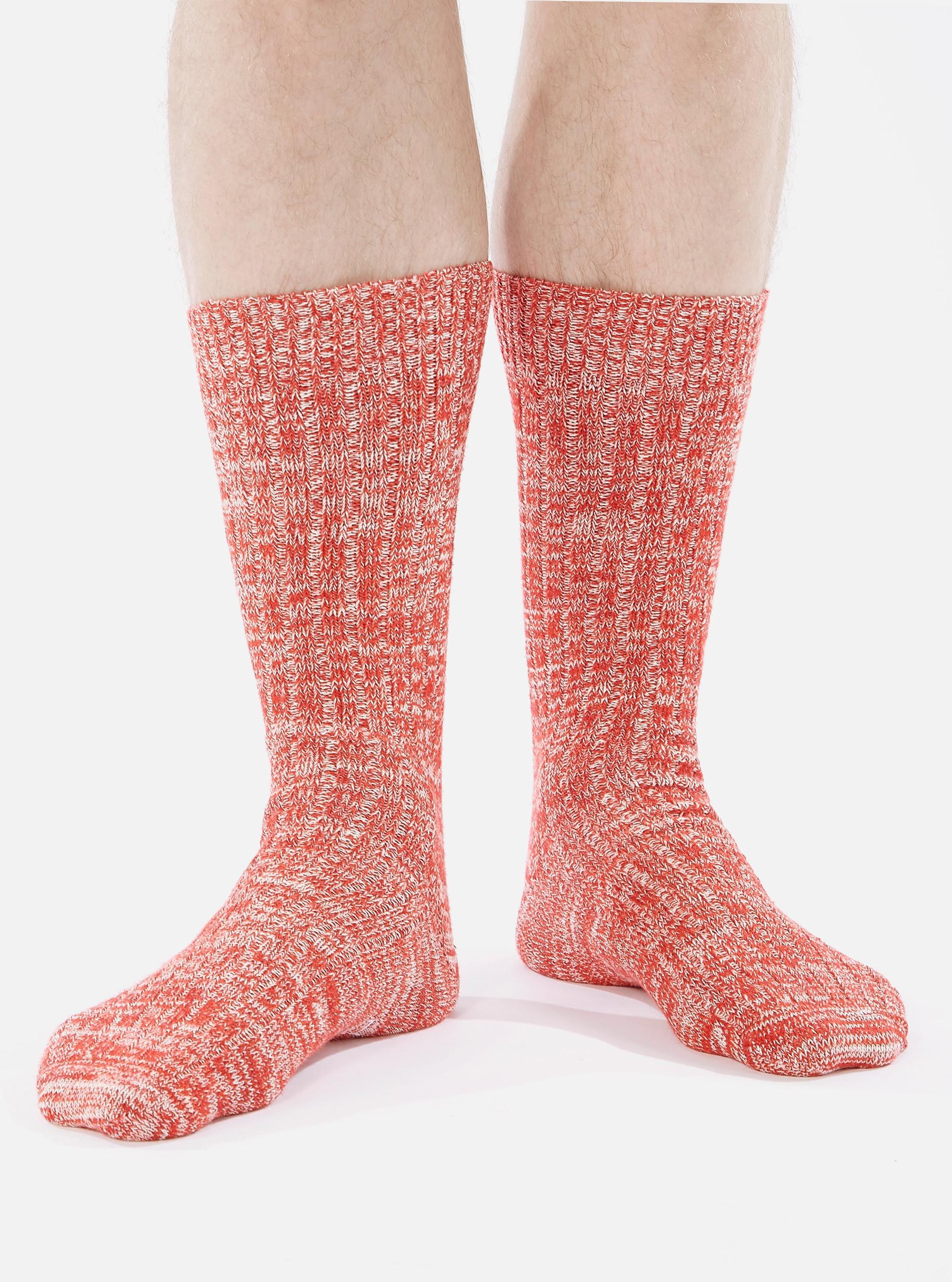 Red Slub Knit Slub Sock Product Image