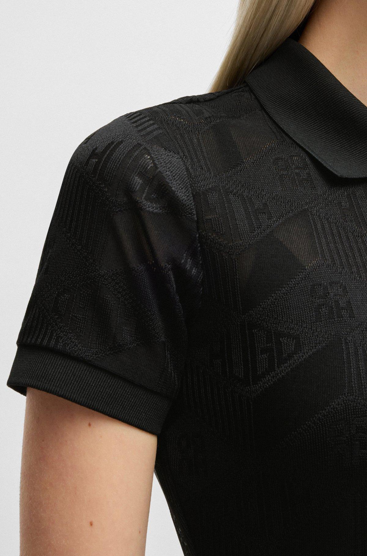 HUGO - Jacquard-knit dress with logo-zip placket - Patterned Product Image