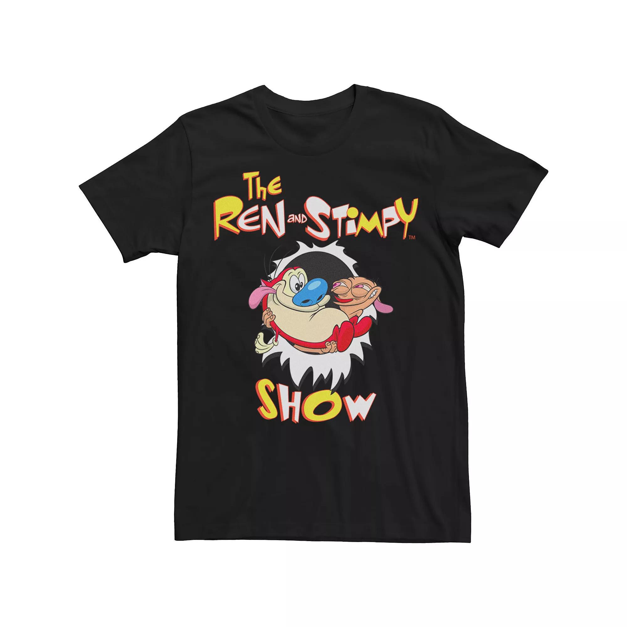 Big & Tall Nickelodeon Ren And Stimpy Show Intro Tee, Men's, Size: 3XL Tall, Black Product Image