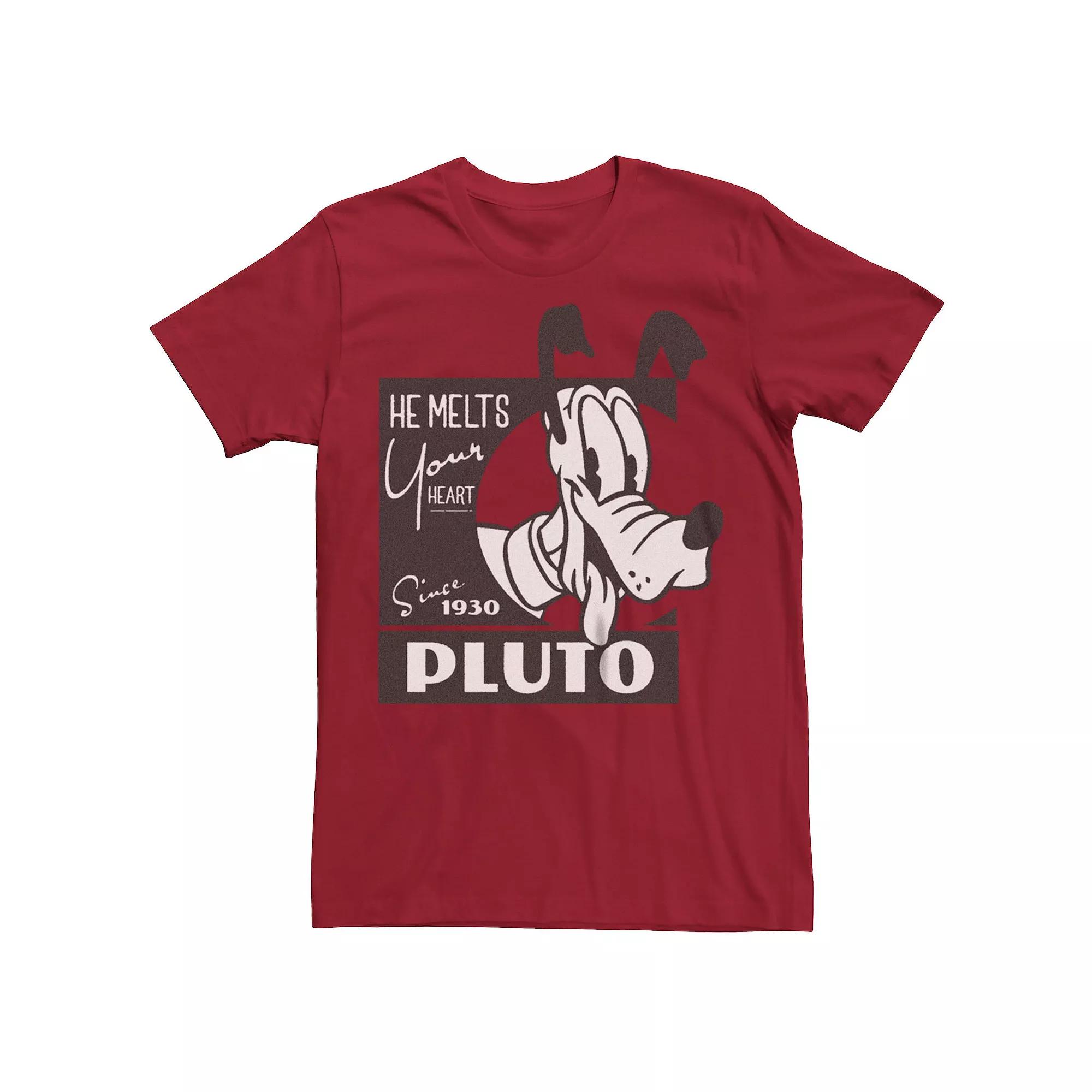 Disney 100 Men's Pluto Melts Your Heart Stamp Tee,  Product Image