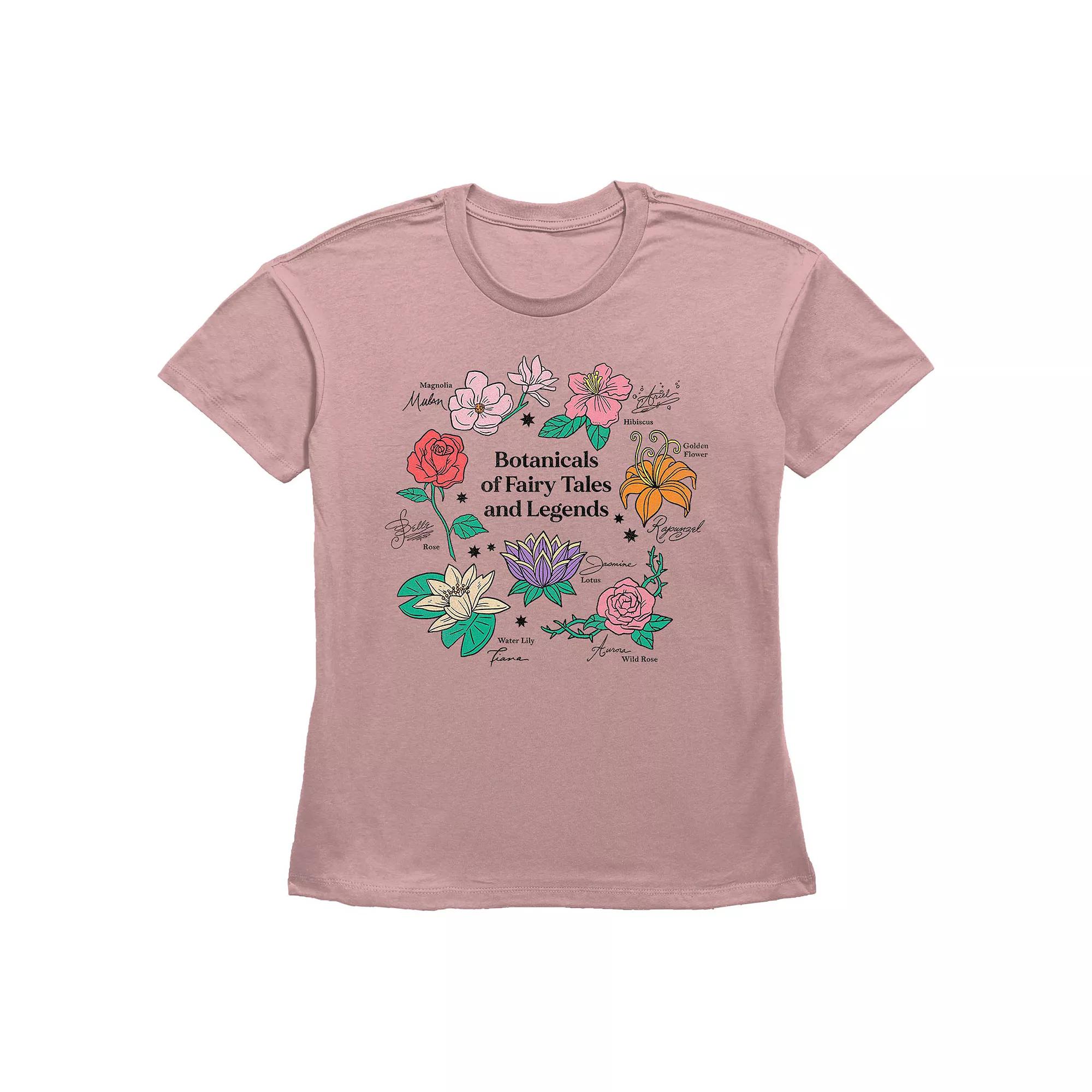 Disney Princess Botanicals Of Fairy Tales And Legends Women's Graphic Tee, Size: XS, Desert Pink Product Image