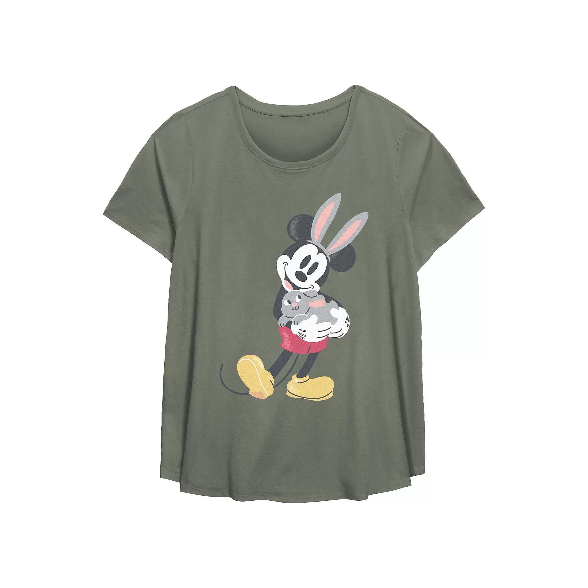 Disney's Mickey Mouse Easter Bunny Plus Size Flowy Graphic Tee, Women's, Size: 5XL, Green Product Image