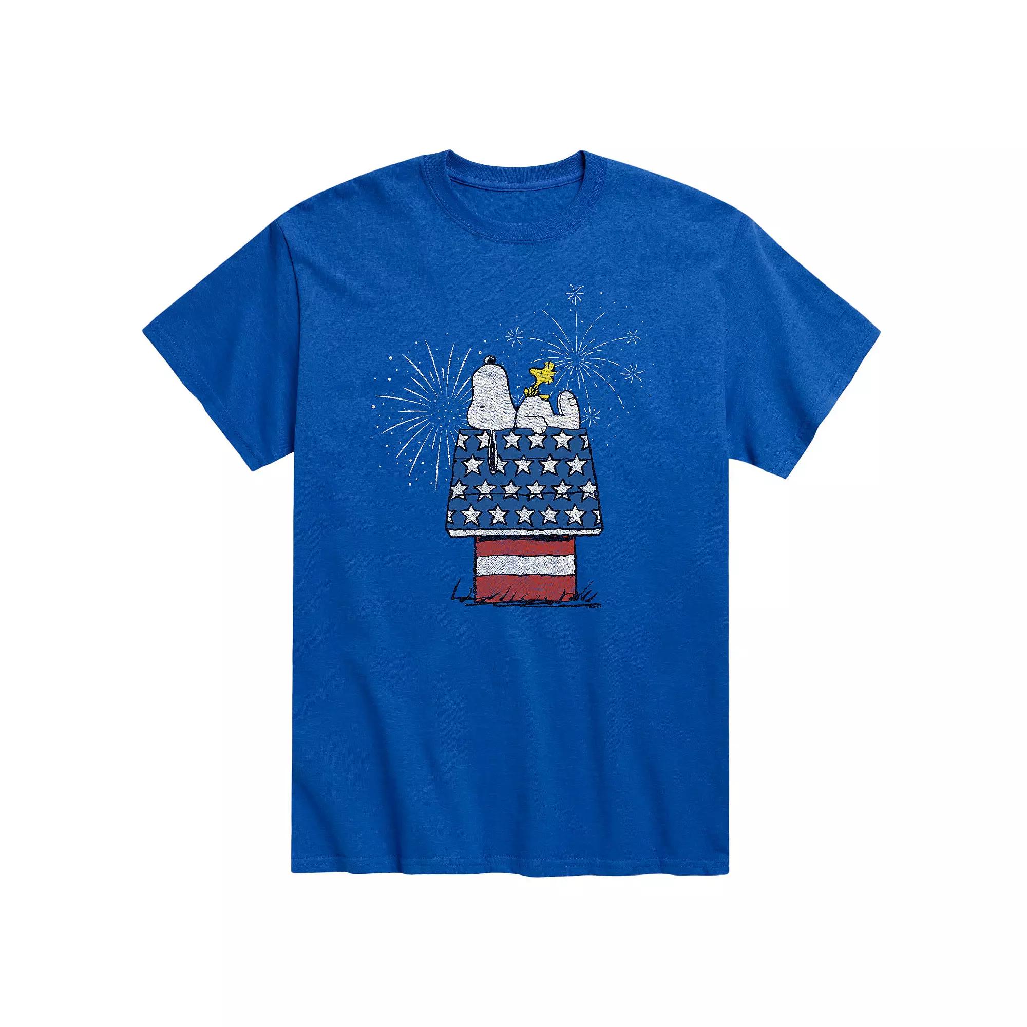 Men's Peanuts Snoopy Dog House Fireworks Tee,  Product Image