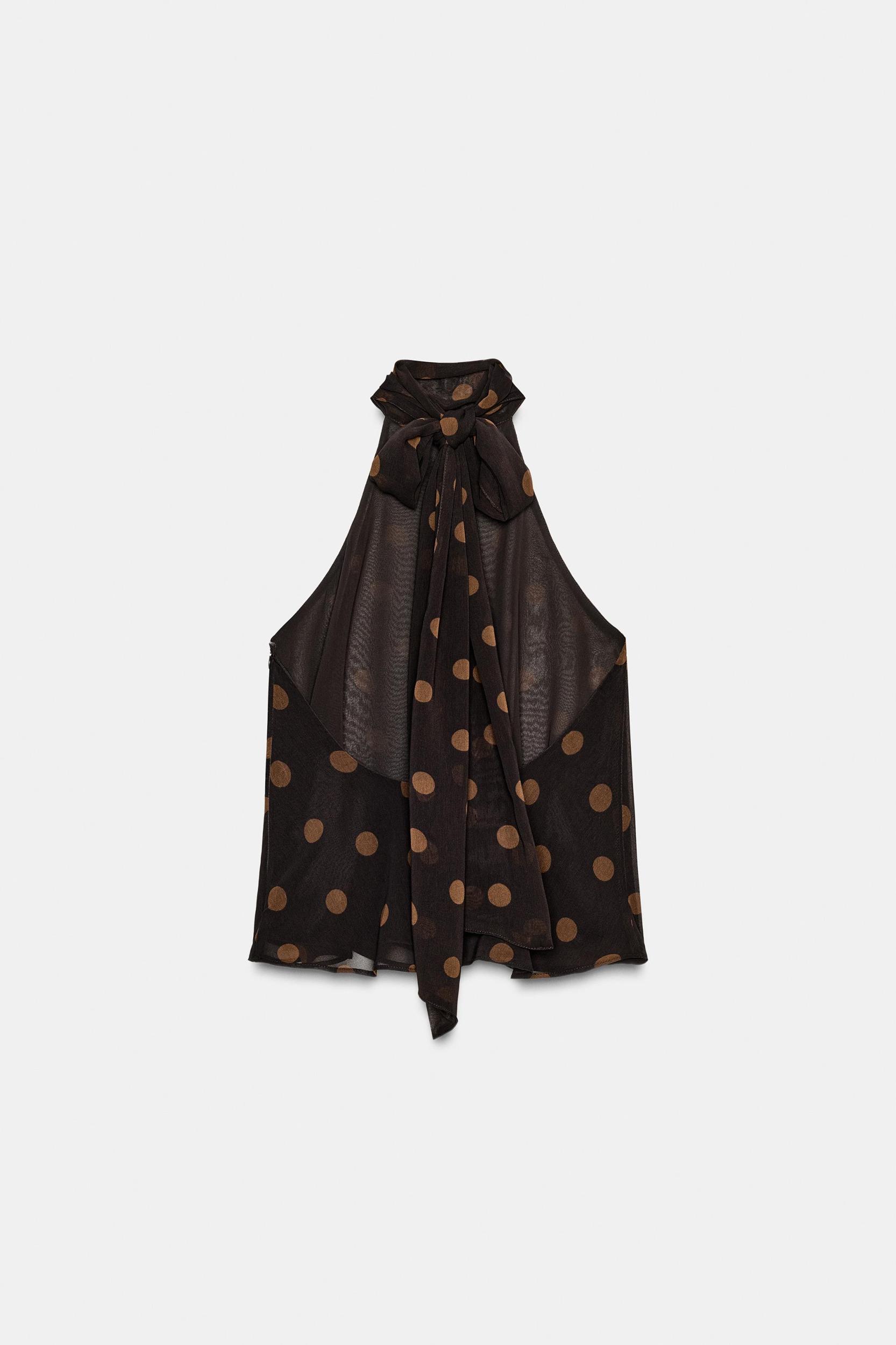 GEORGETTE HALTER TOP WITH DOTS Product Image