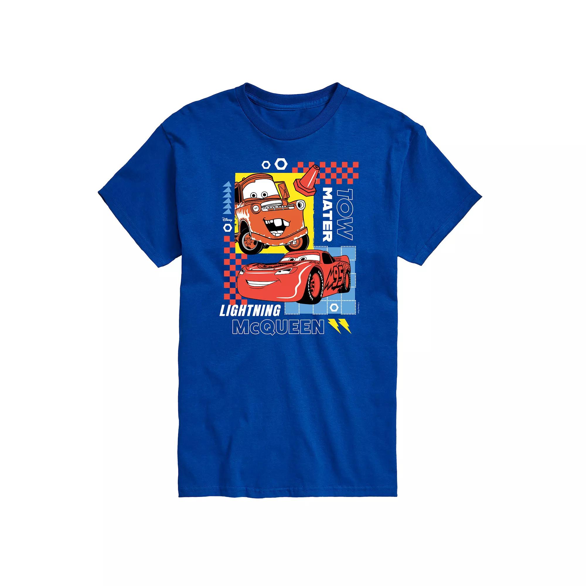 Disney / Pixar's Cars Tow Mater & Lightening McQueen Men's Grid Graphic Tee,  Product Image