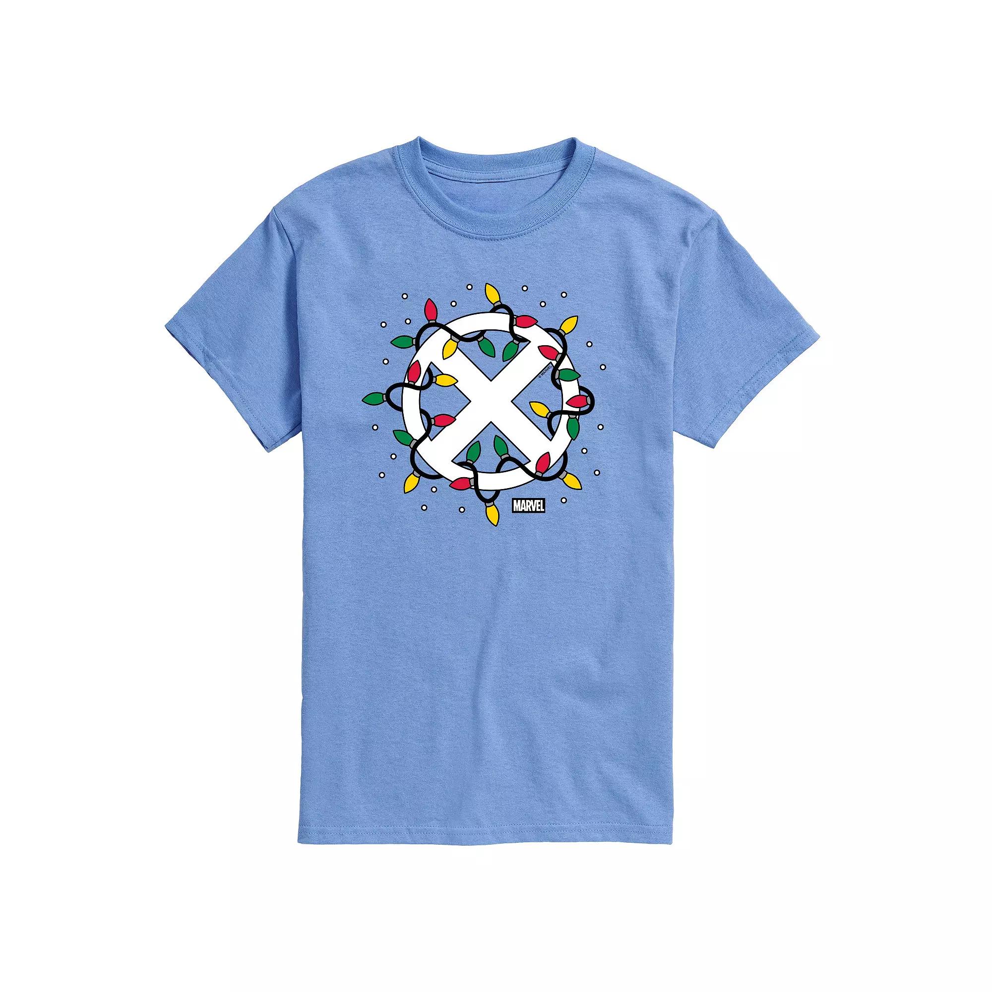 Men's X-Men Logo Christmas Lights Graphic Tee,  Product Image