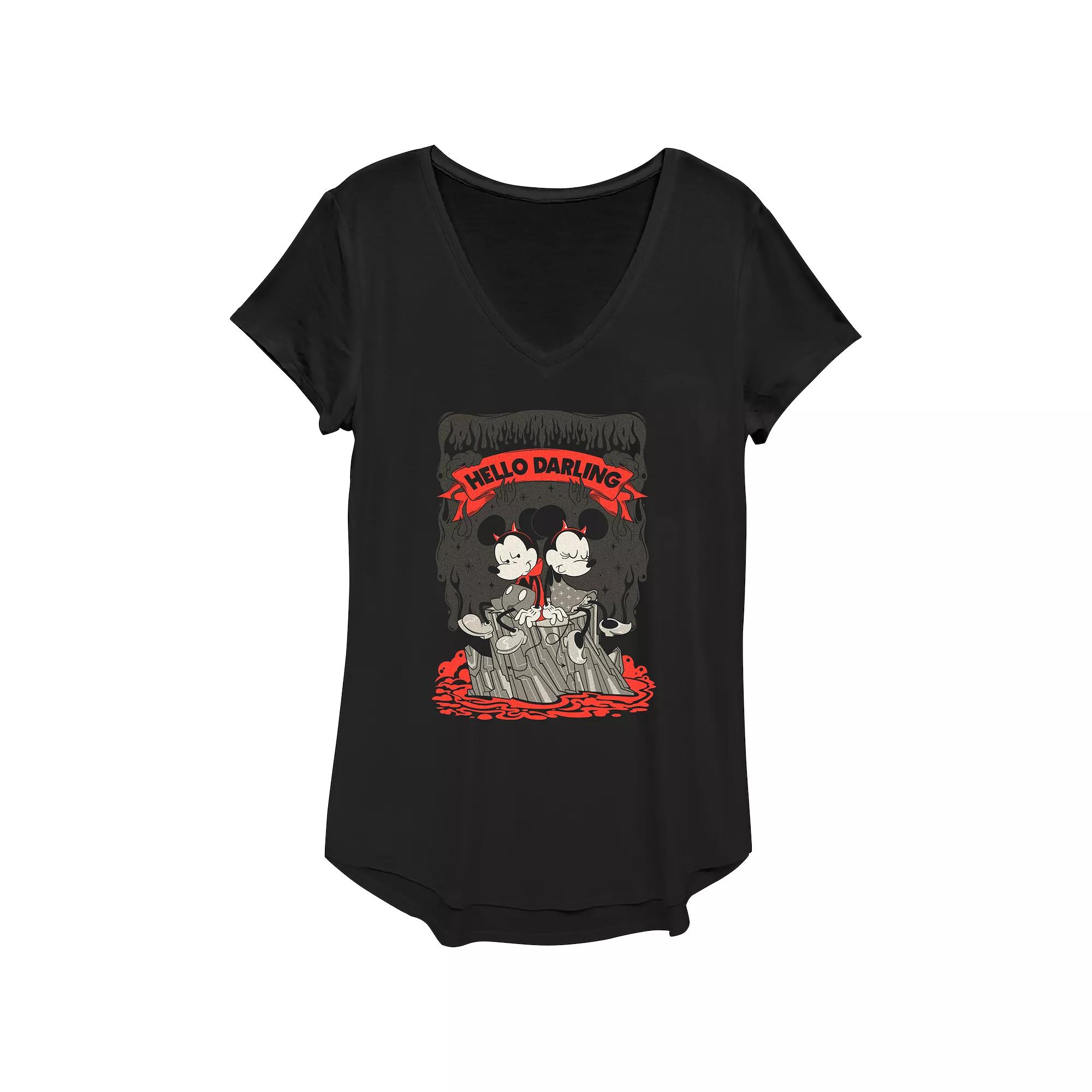 Disney's Mickey and Minnie Mouse Juniors' Hello Darling Banner Graphic Tee, Women's,  Product Image