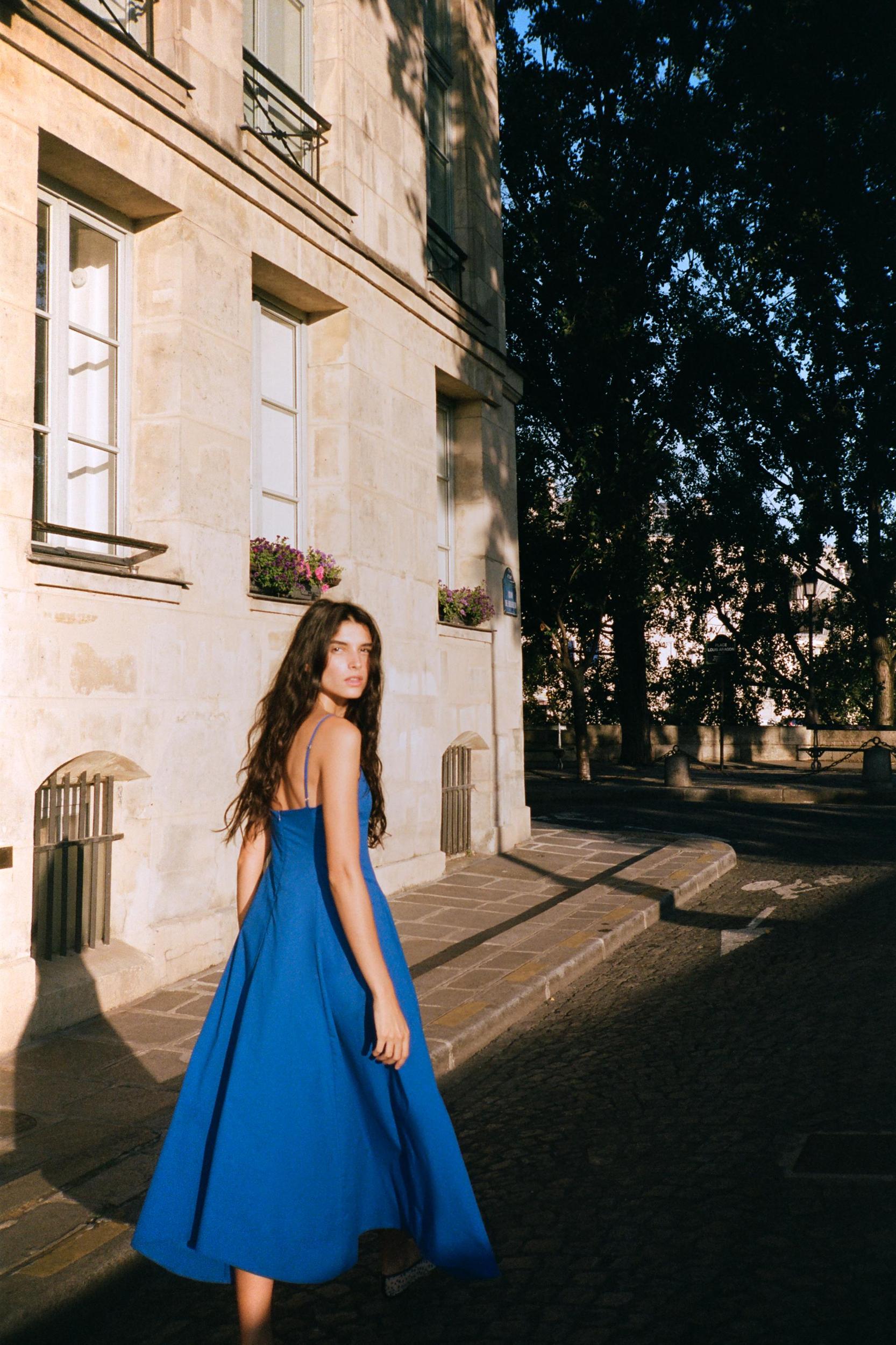 ASYMMETRIC POPLIN MIDI DRESS Product Image