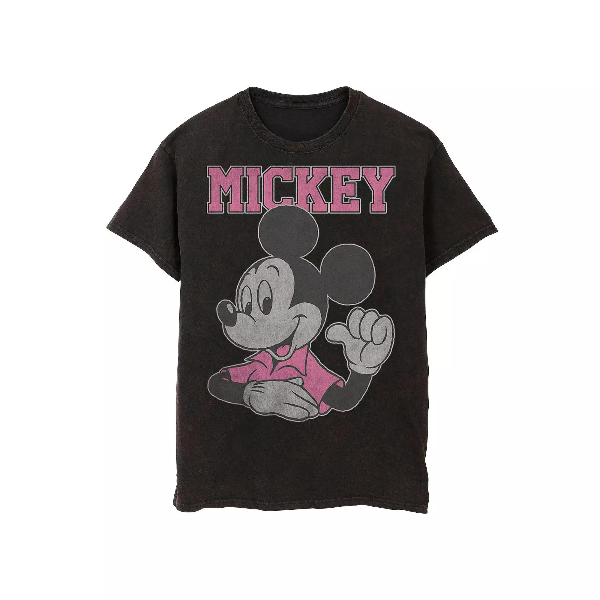 Men's Disney Mickey Mouse Pink Pointing To Self Mineral Wash Graphic Tee,  Product Image
