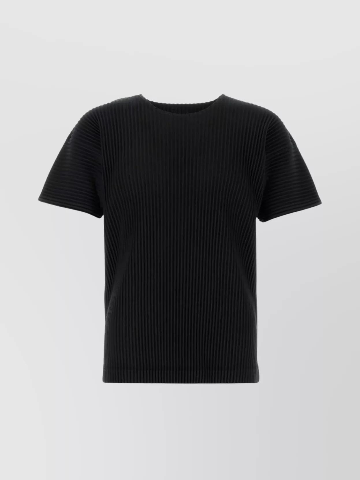 ISSEY MIYAKE Ribbed Crew Neck Short Sleeve T-shirt In Black Product Image