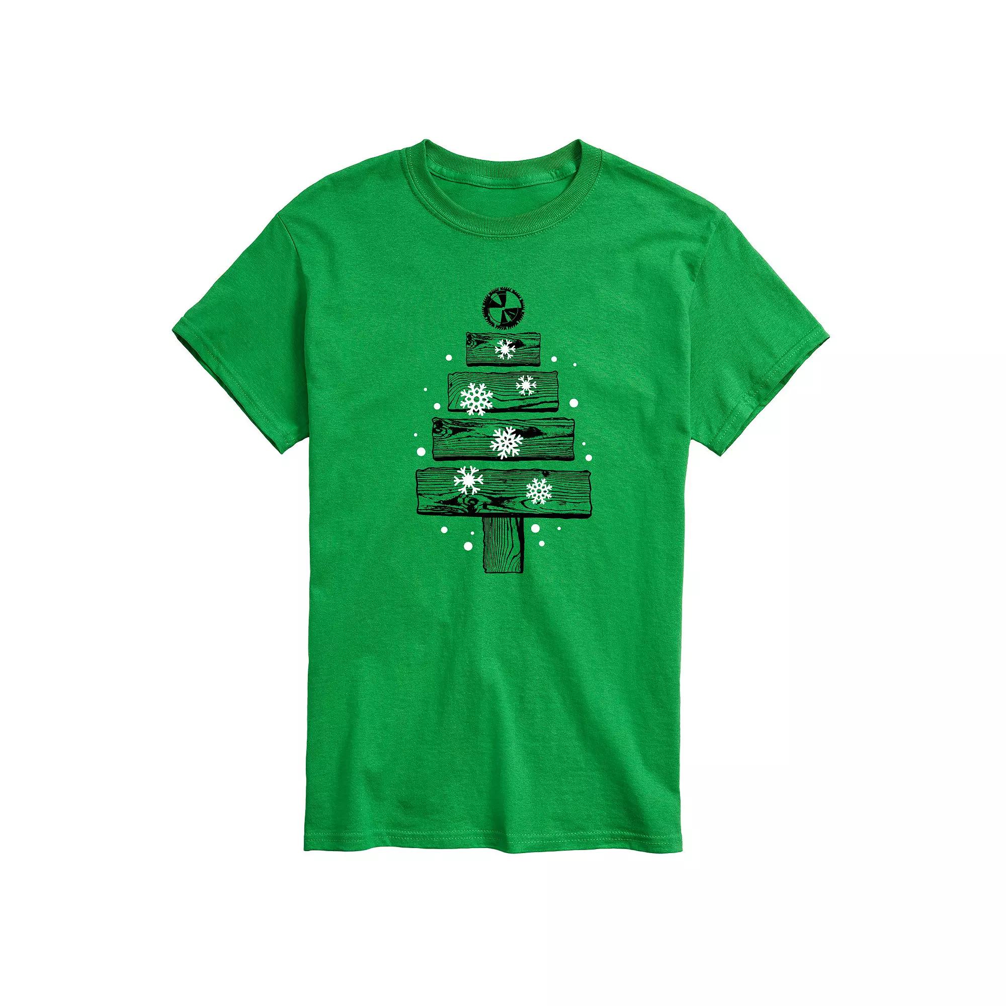 Men's Wood Planks Christmas Tree Graphic Tee,  Product Image