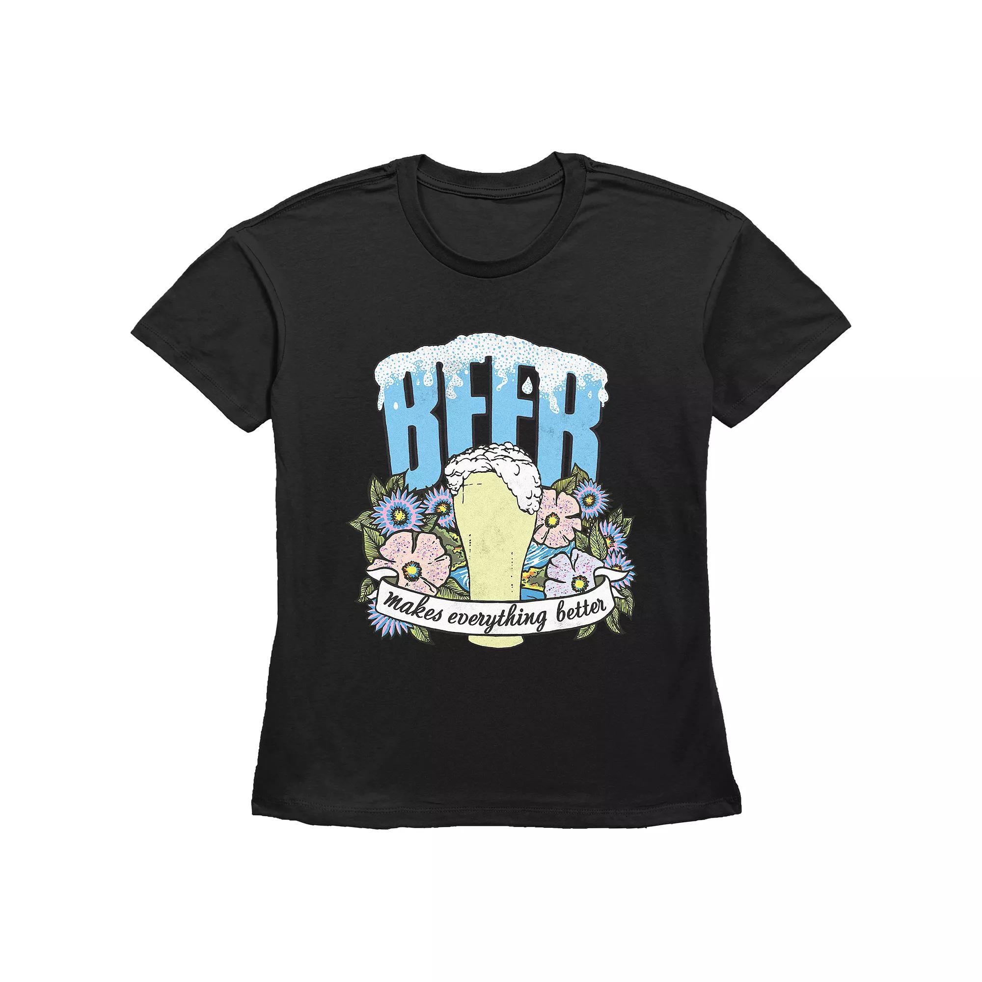 Women's Beer Makes Everything Better Basic Fit Graphic Tee,  Product Image
