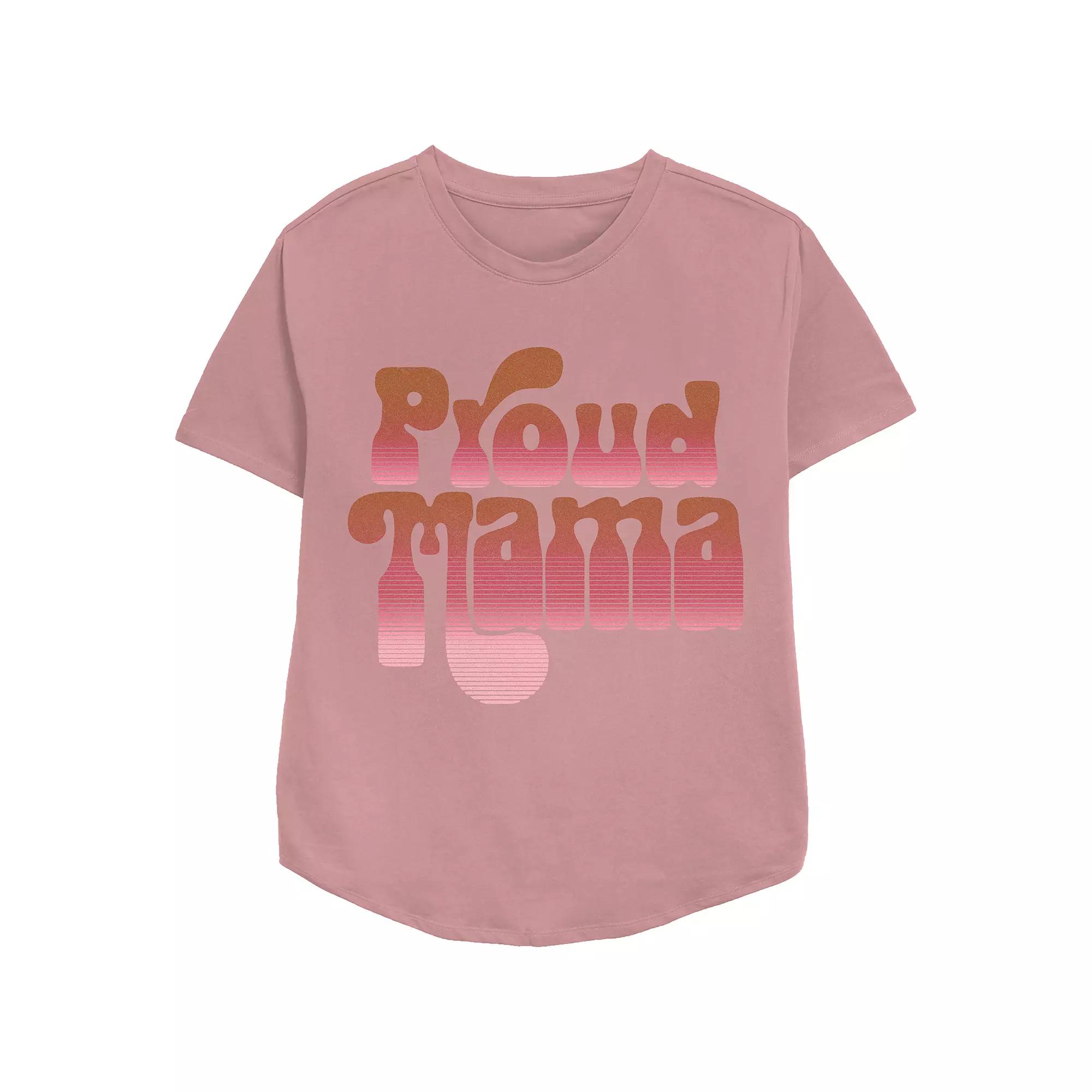 Women's Proud Mama Relaxed Fit Graphic Tee, Size: XS, Black Product Image