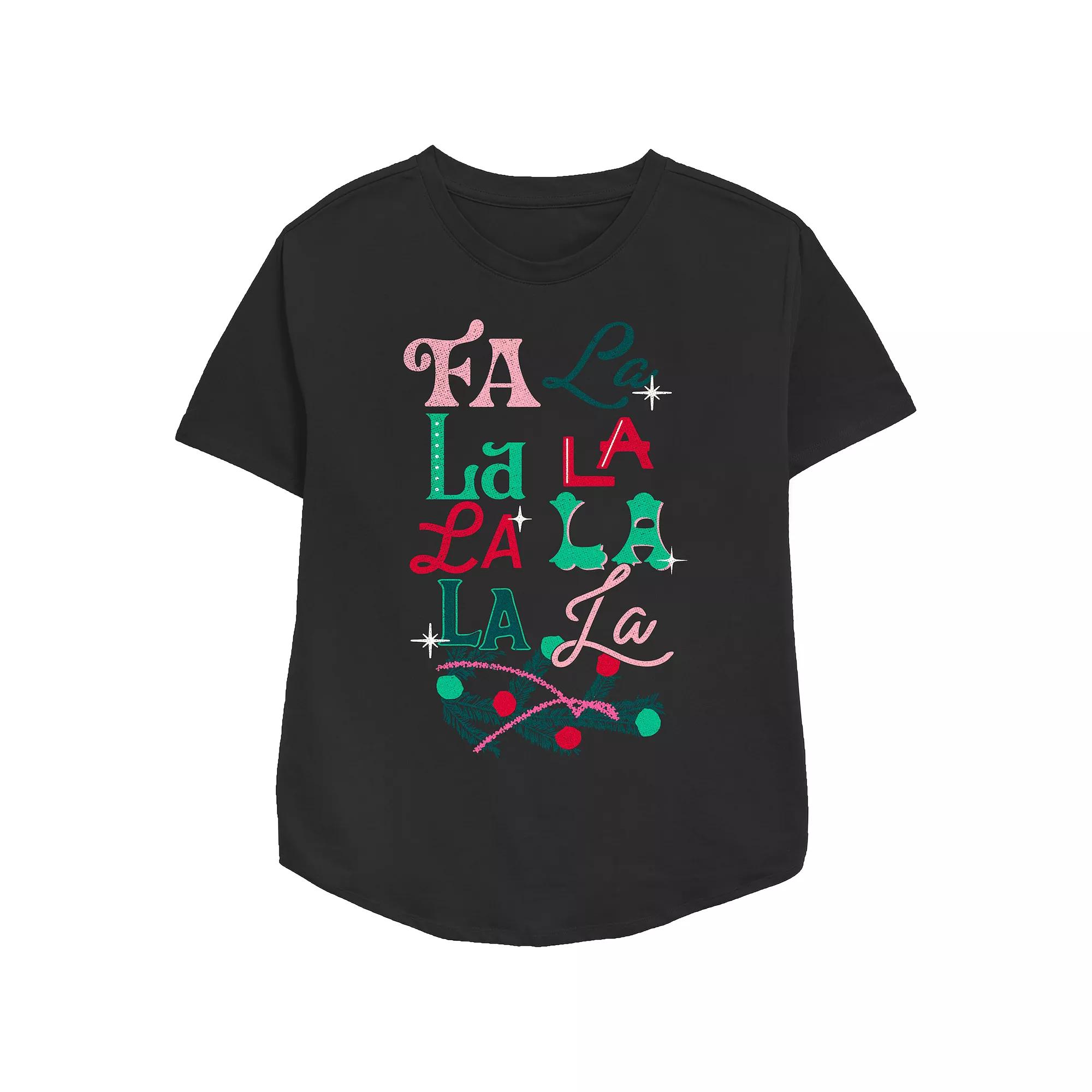 Women's Christmas Fa La La Relaxed Fit Graphic Tee,  Product Image