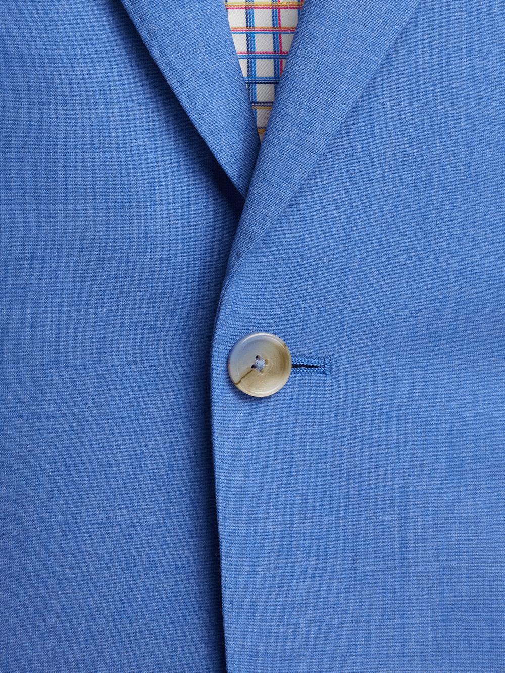 Wool Stretch Bengaline Peak Lapel Suit Jacket - French Blue Product Image