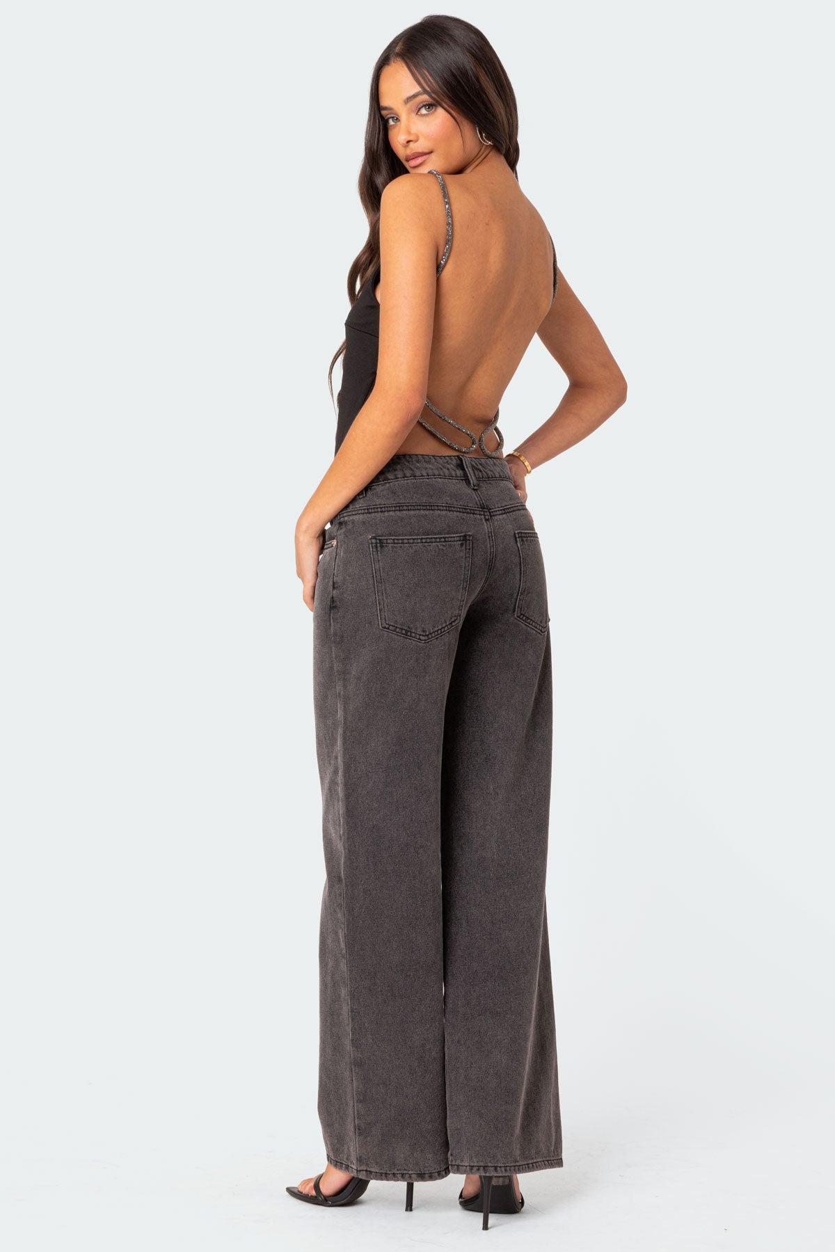 Karli Rhinestone Strap Open Back Top Product Image