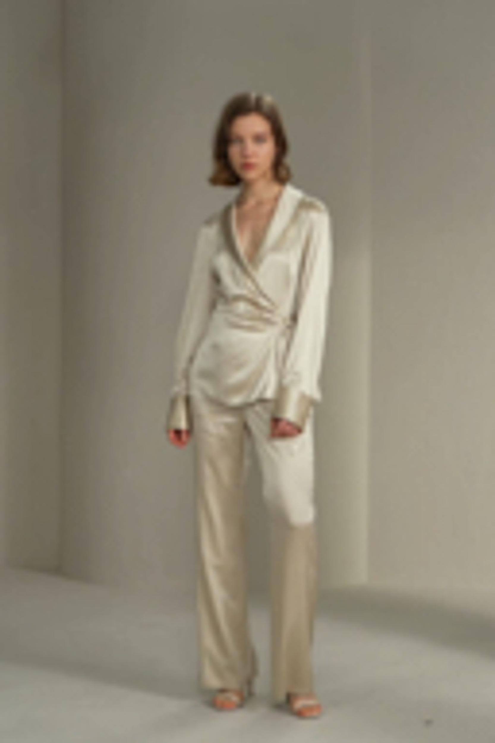 Silk Wrap Tie Waist Blazer Product Image