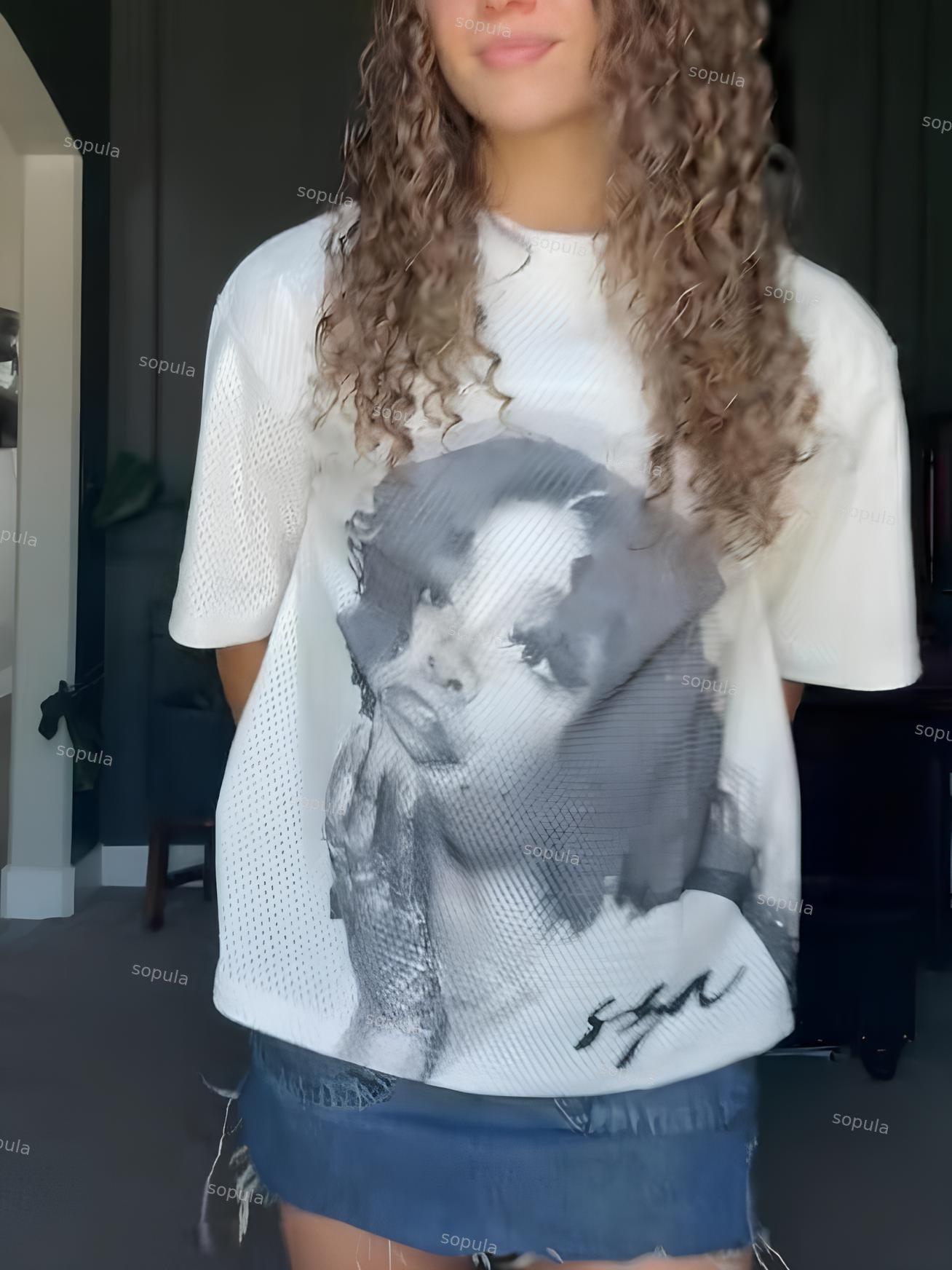 Vintage Sza Graphic Cropped Jerseys Mesh Tee Product Image