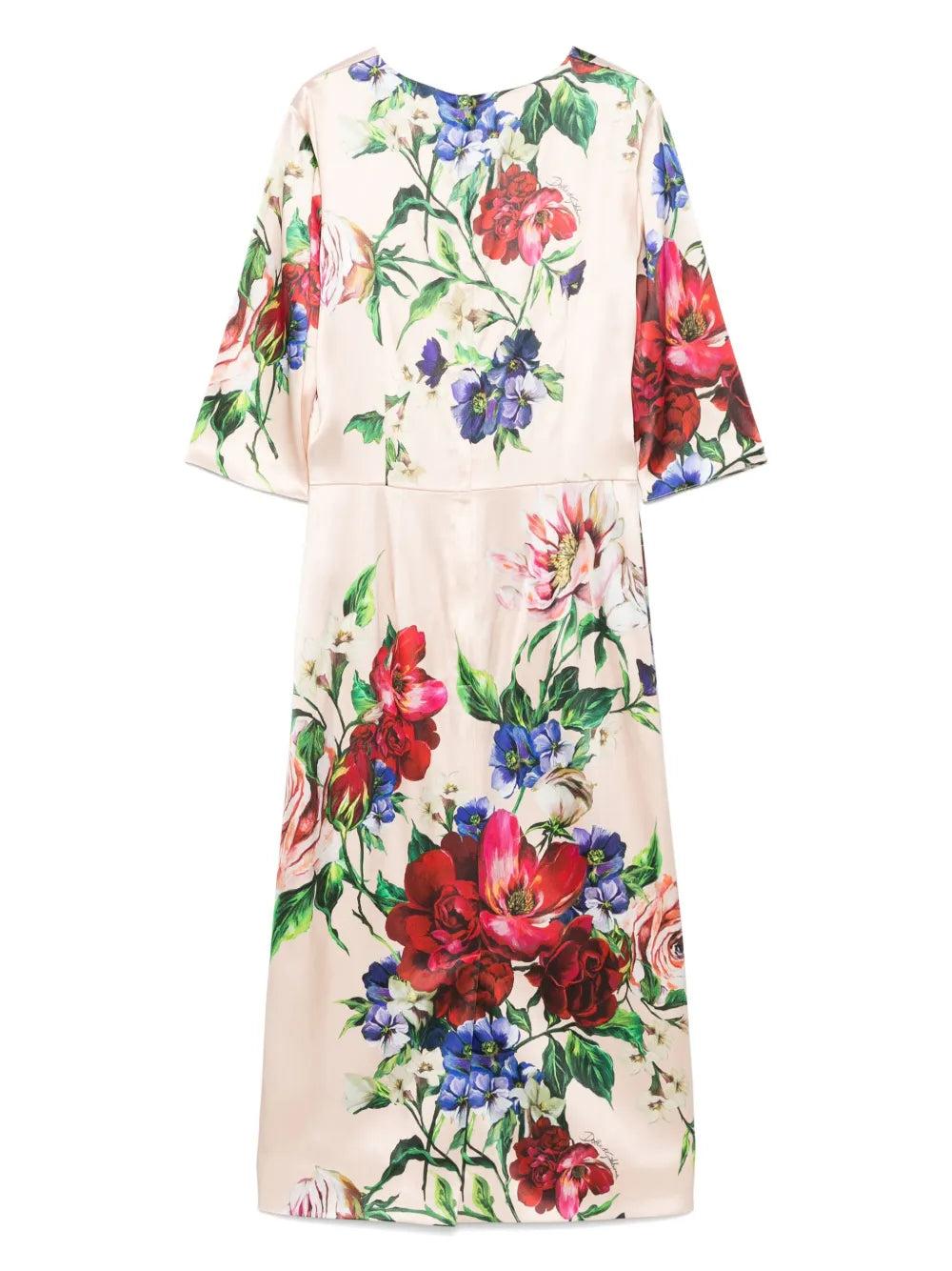 DOLCE & GABBANA Women Flower Print Midi Dress In Neutral Product Image